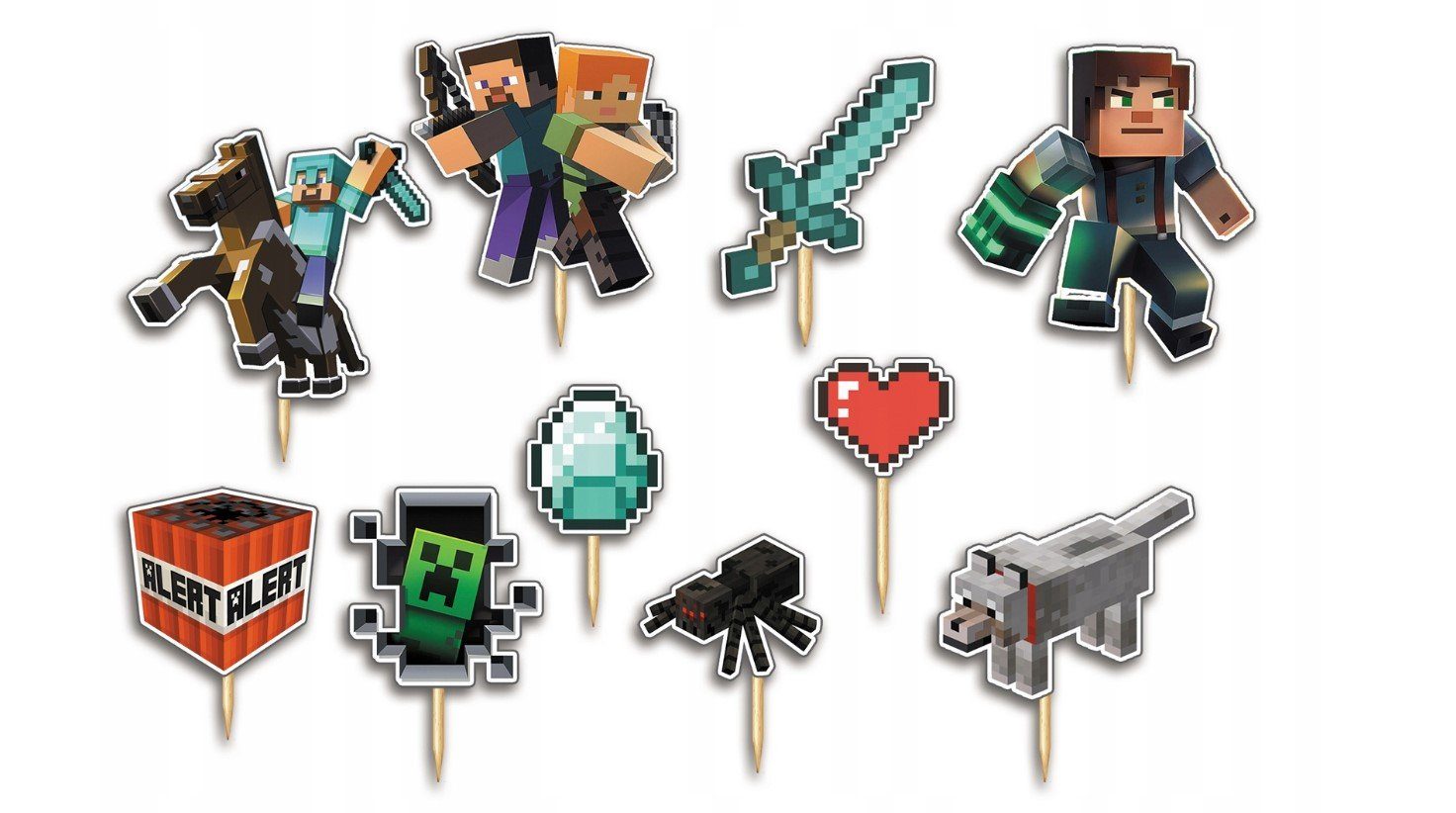 Festivalartikel Топпер для торта Minecraft Topper Set 10 Stk Geburstag Torten Deko Kuchen Junge Dodo