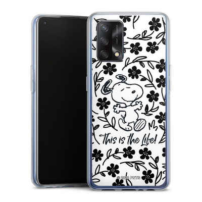 DeinDesign Handyhülle Peanuts Blumen Snoopy Snoopy Black and White This Is The Life, Oppo A74 Silikon Hülle Bumper Case Handy Schutzhülle Smartphone Cover