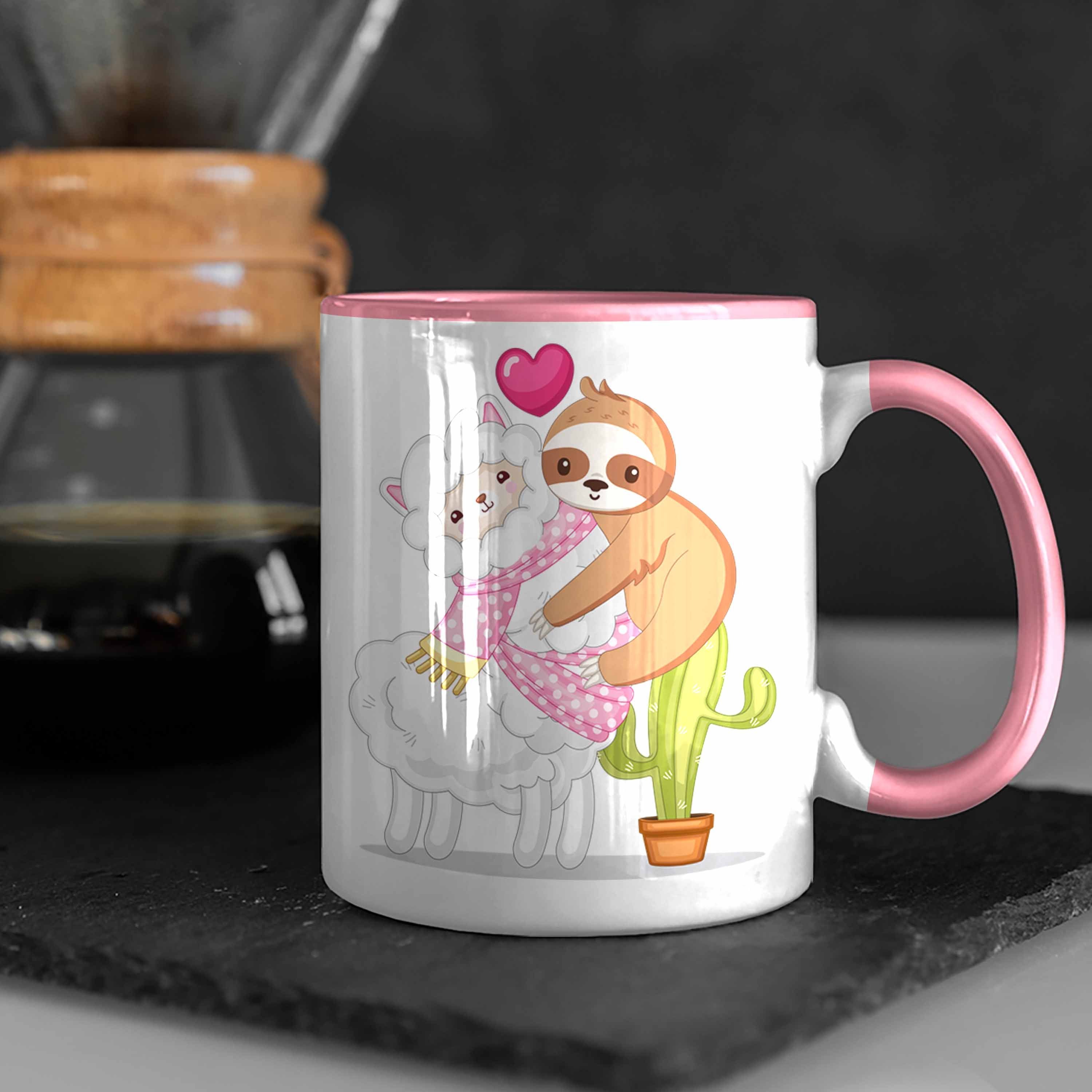 Geschenk Grafik Tasse Niedliche Faultier Valentinstag Freundin Alpaka Trendation Rosa Tasse