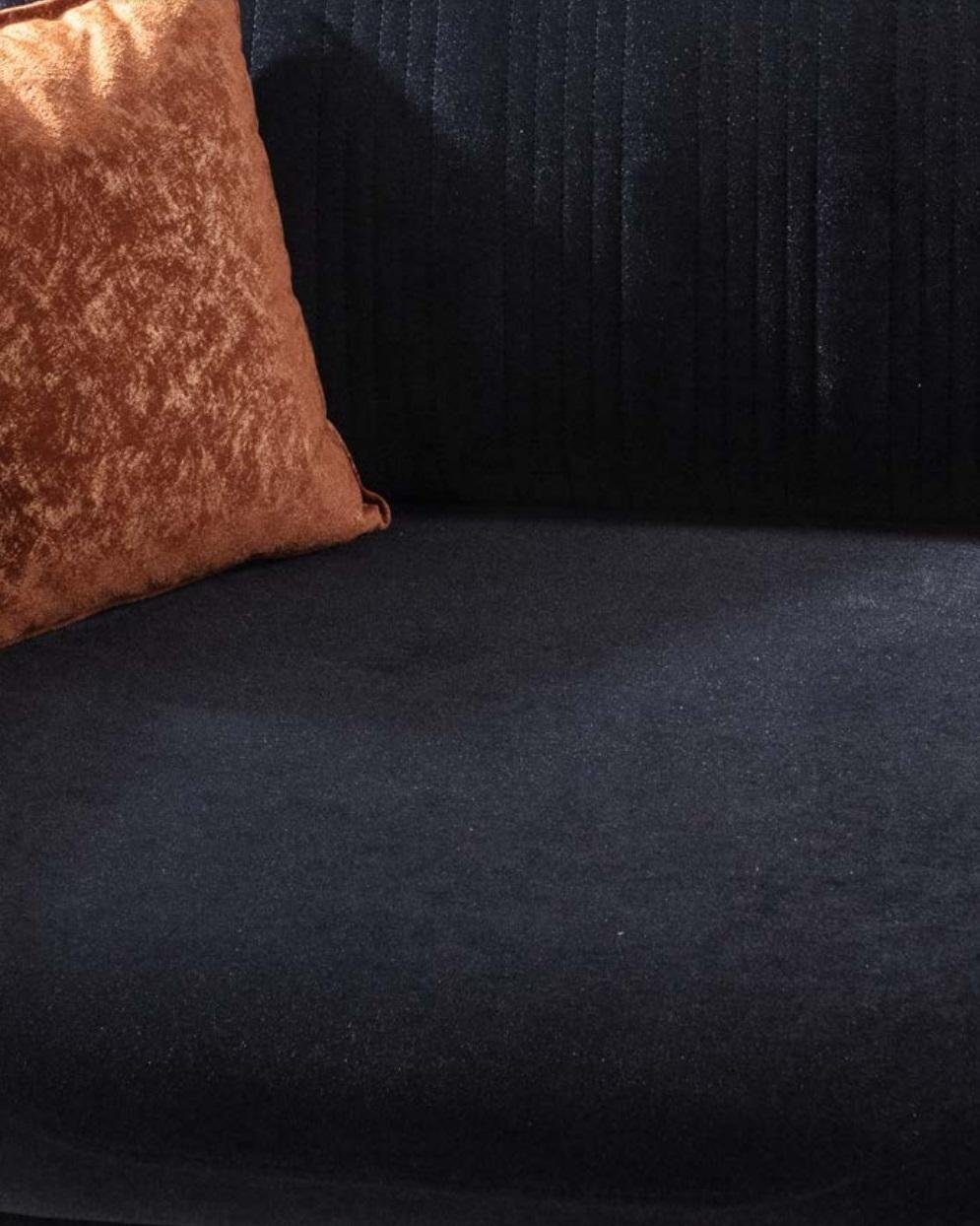 Sofa Sofas Modern Dreisitzer Schwarz Couch Couchen Möbel Polster 3-Sitzer Samt JVmoebel