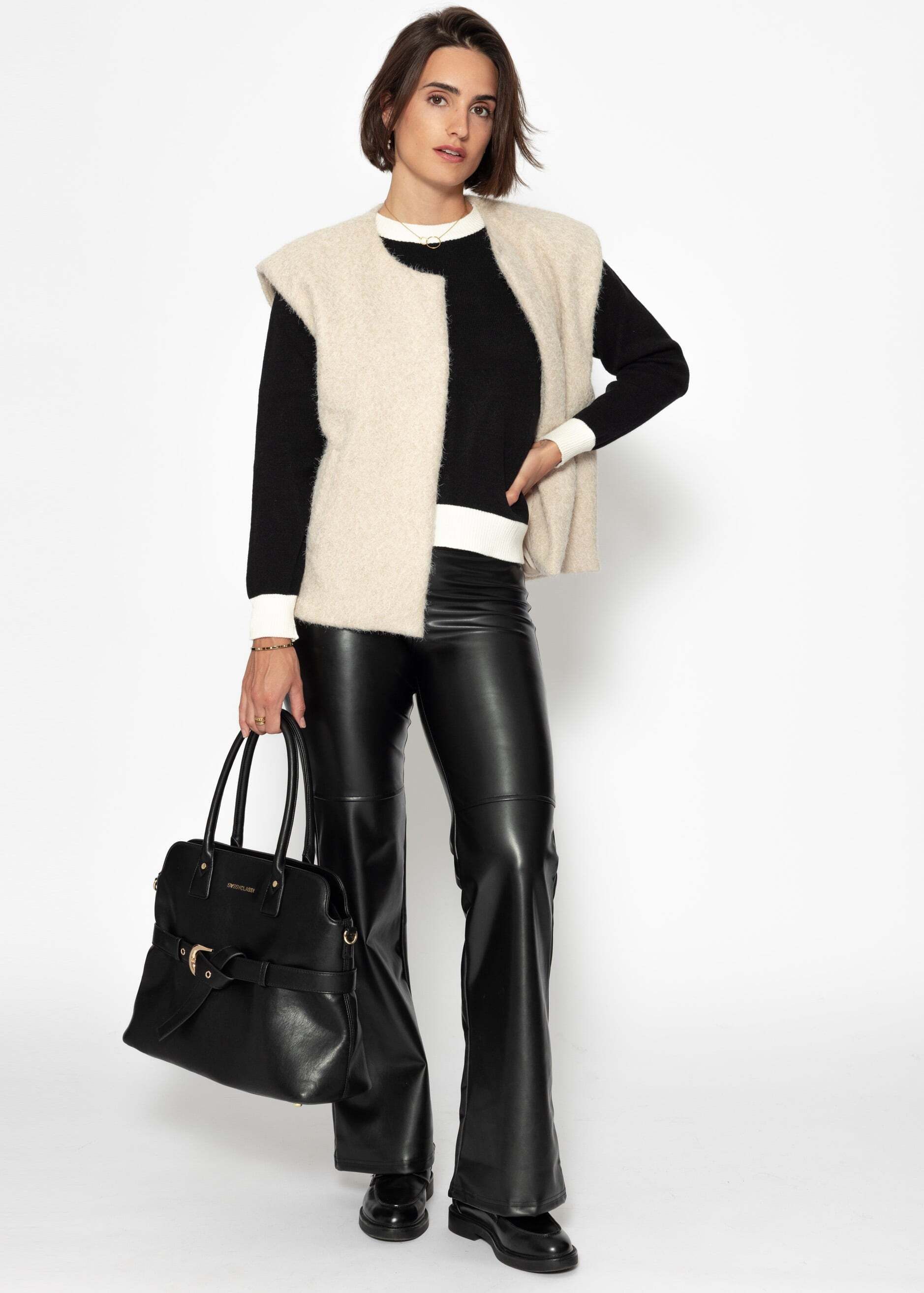 SASSYCLASSY Strickpullover Feinstrickpullover mit Bündchen-Details für Dame günstig online kaufen