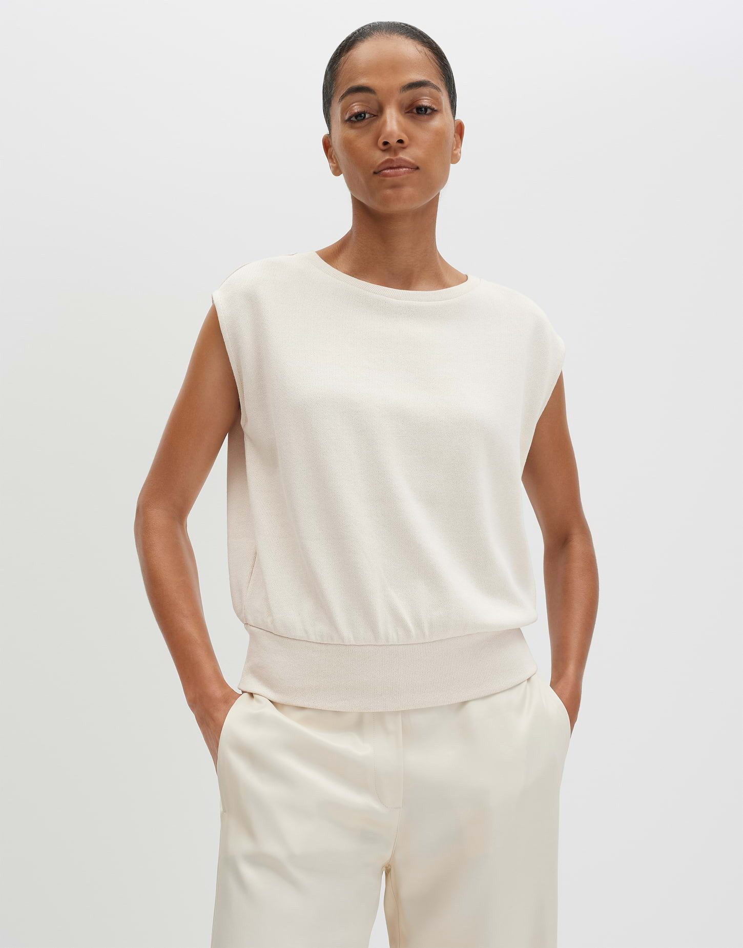 someday Sweatshirt Ufina aus Sweatware mit Strickoptik Moderner Shape mit breitem Saum