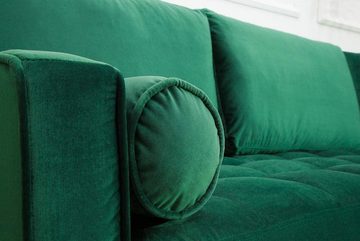 LebensWohnArt Sofa Ecksofa 260cm Ottomane beidseitig COMFORT grün Samt Federkern