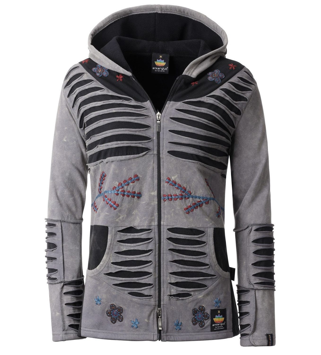 ankerglut Fleecejacke Ankerglut Sonne Damen Patchwork Jacke aus Baumwolle + Große Größen Handgearbeitete Patchwork-Jacke aus Baumwolle für große Größen