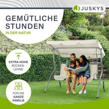 Juskys Hollywoodschaukel Cecina, 3-Sitzer, bis 200 kg, mit Dach und Sitzauflage, für Garten und Terrasse