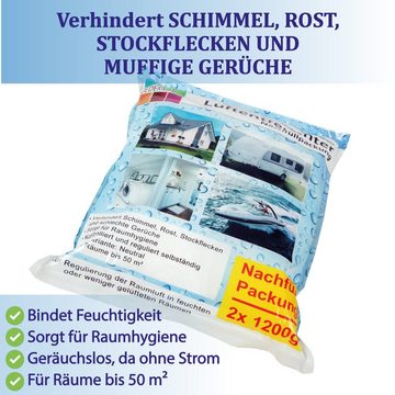 Bestlivings Granulat-Luftentfeuchter LE-75322, für 50 m³ Räume, Nachfüll Granulat-Luftentfeuchter-Box (2x 1200g), bis 50m² Raumgröße