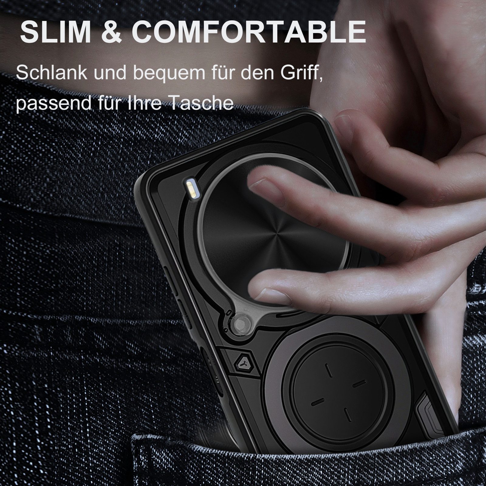 betterfon Handyhülle für ZTE Blade Hülle mit Slide Kameraschutz Ringhalter, Outdoorhülle mit Smartstand, Ringhalter & Silikonkern – Bild 5 von 5