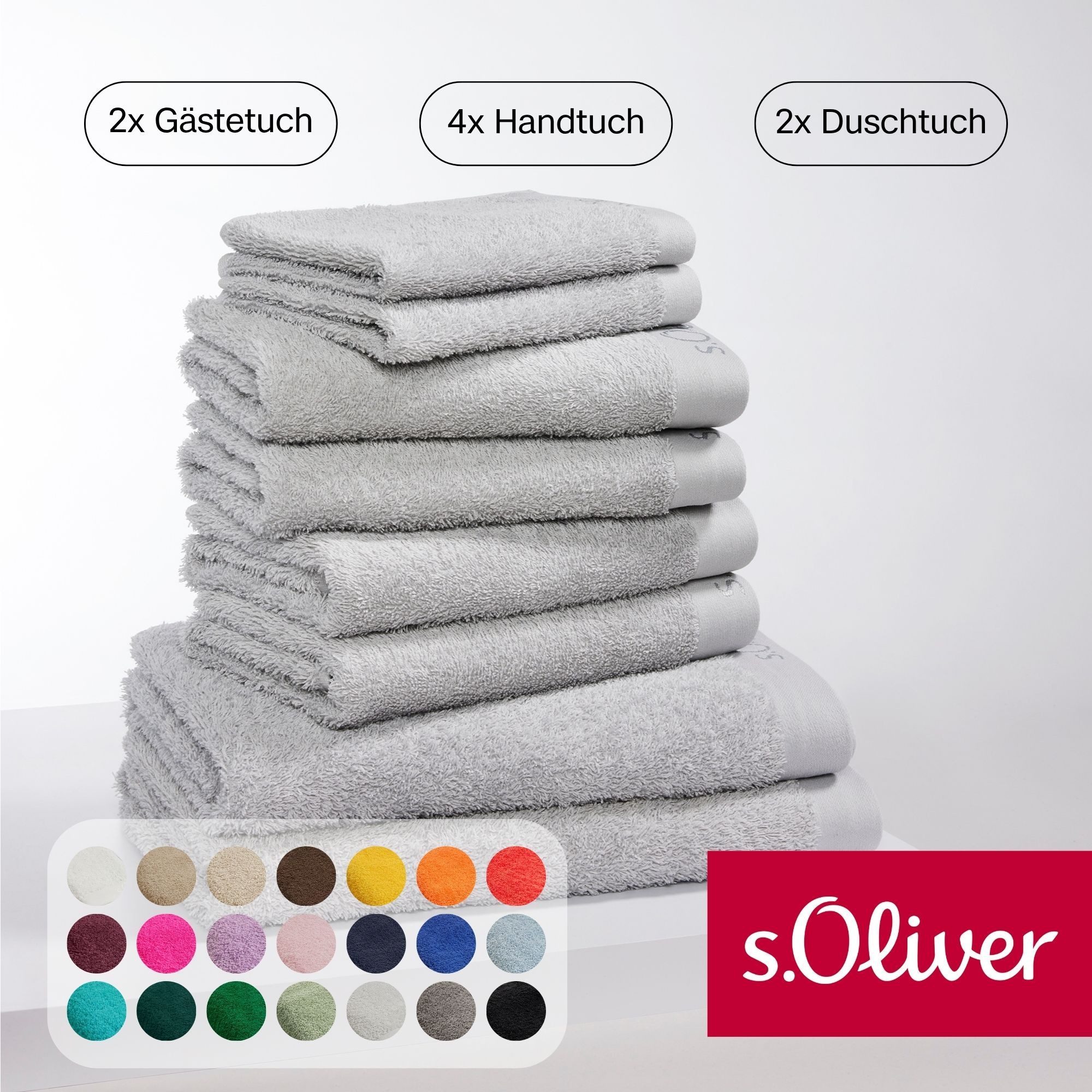 s.Oliver Handtuch Set s.Oliver, Premium Qualität, 600 gr/m², Walkfrottier (Set, 8-St), 2 Gästetücher 30x50, 4 Handtücher 50x100, 2 Duschtücher 70x140