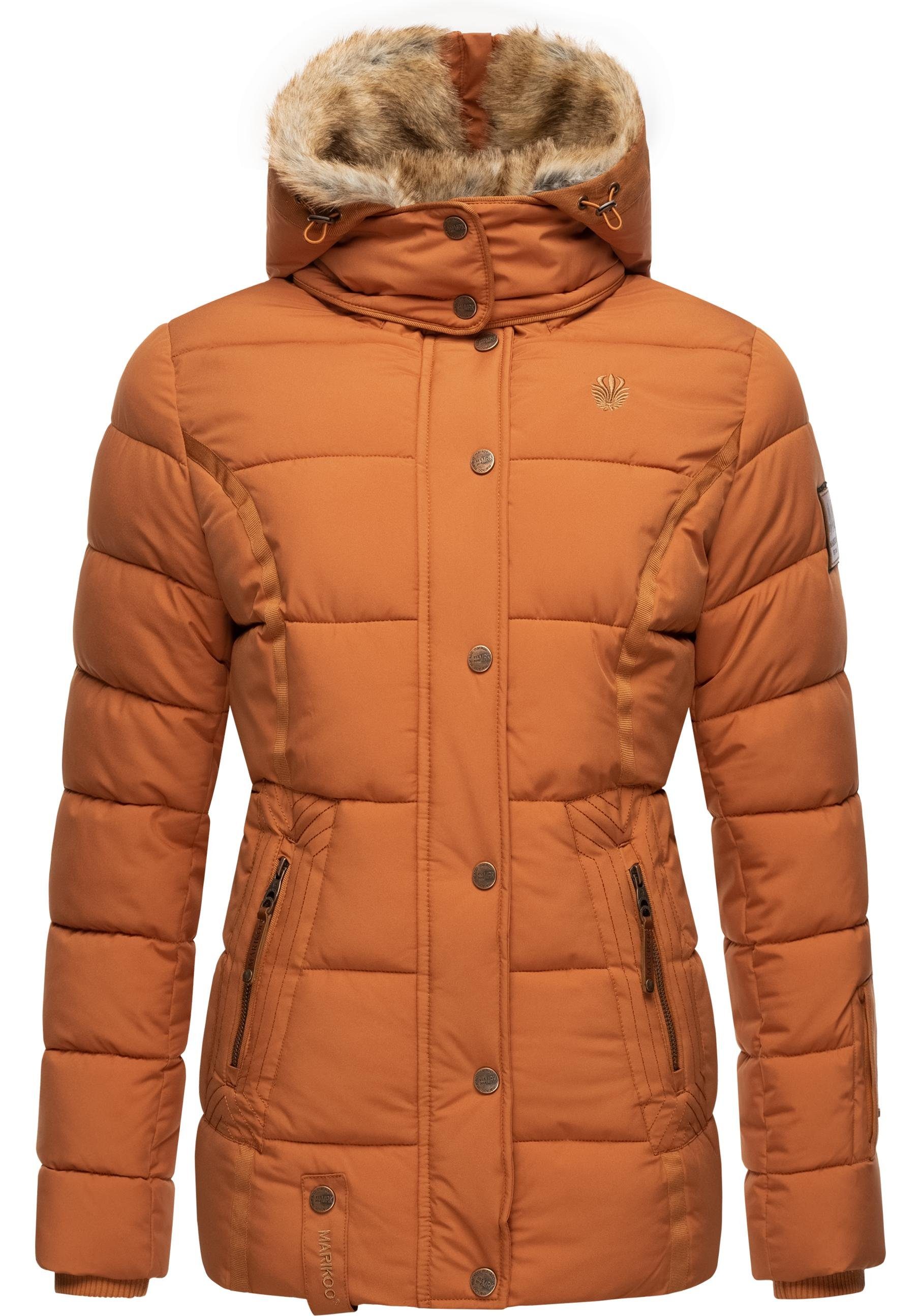 Marikoo Winterjacke Nekoo stylische Damen Steppjacke mit großer Kapuze