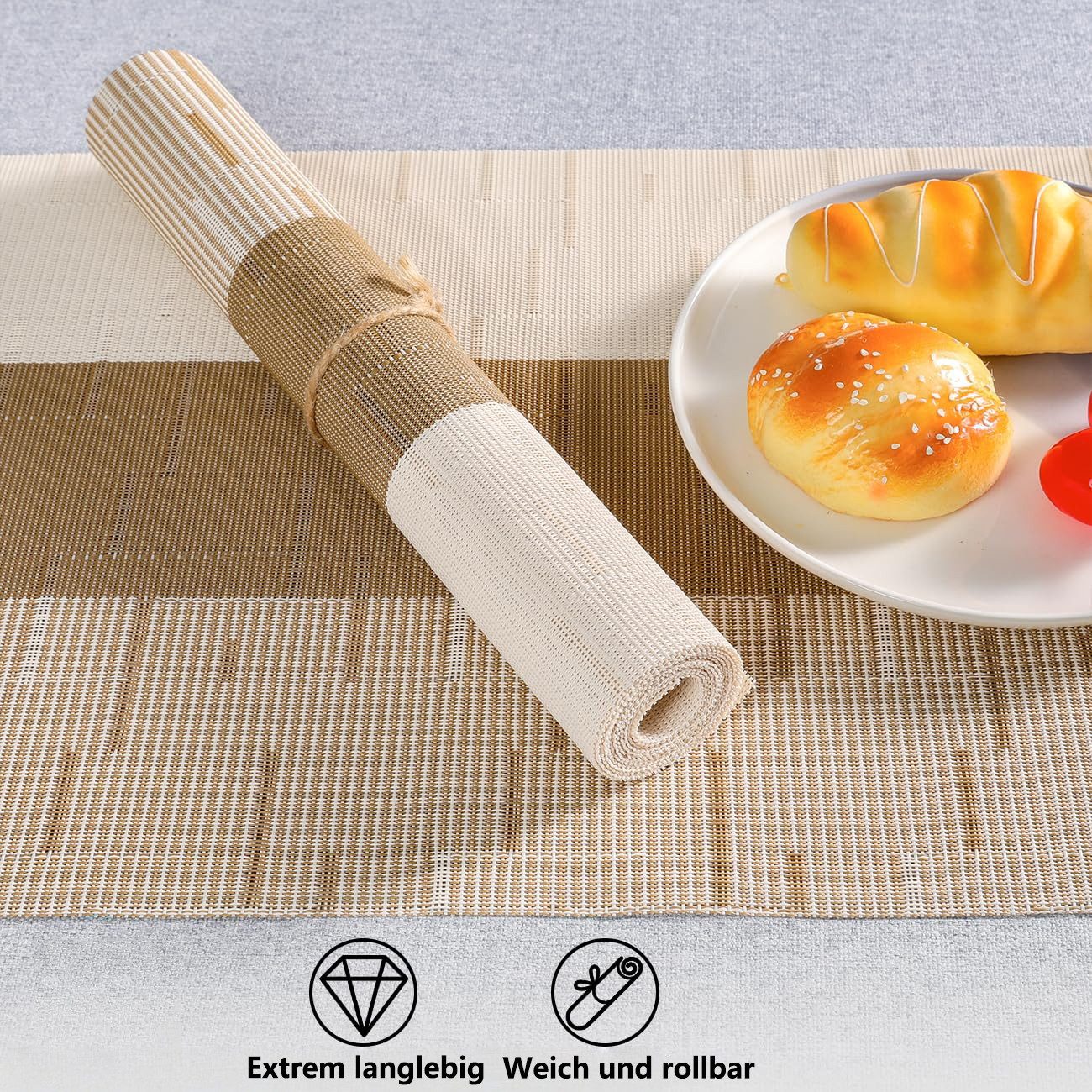 FOUORTUNATE-BEE Tischläufer Tischläufer Modern Abwaschbar Outdoor Hitzebeständig PVC Tischläufer (für Häuser Restaurants Hotels Tischdeko)