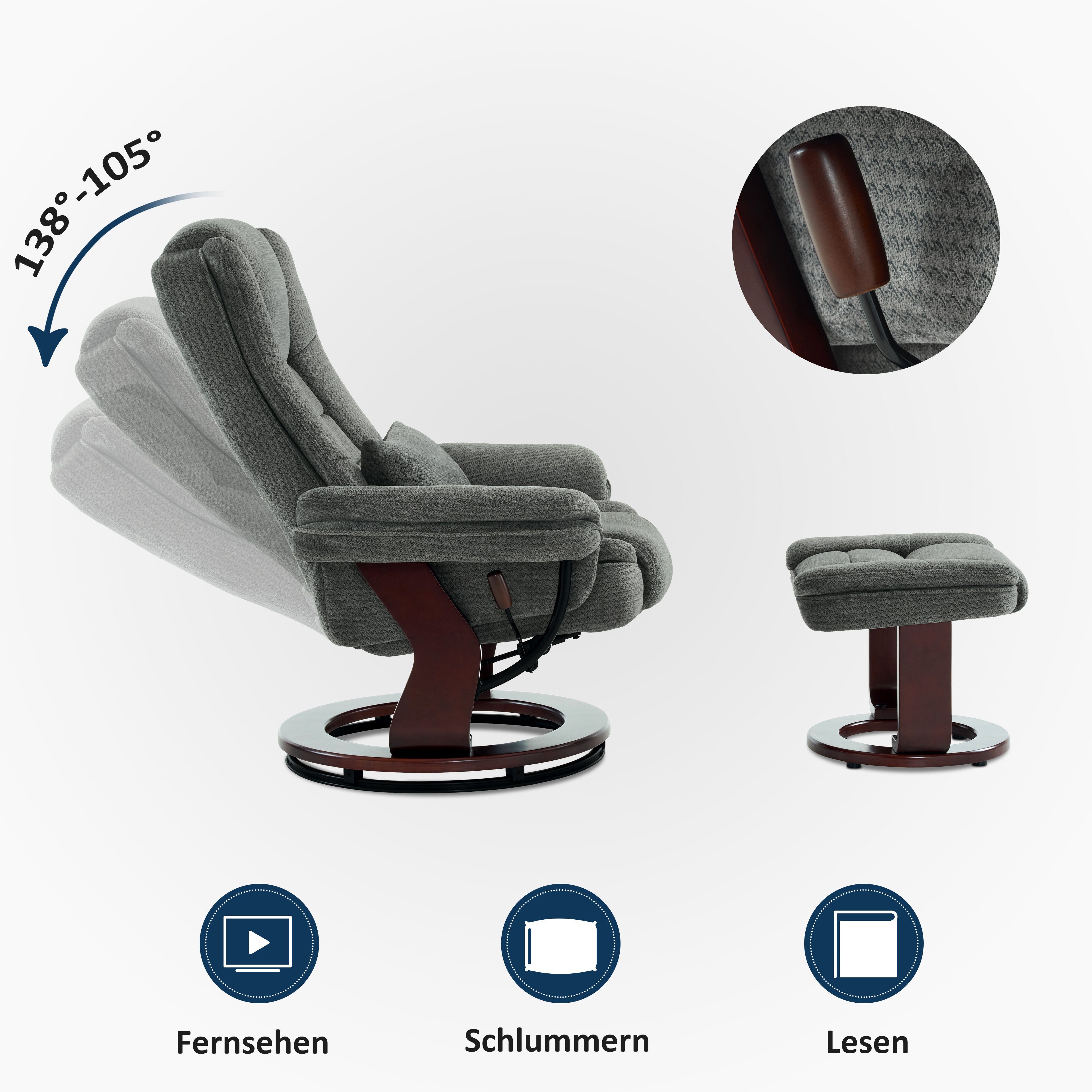 MCombo Relaxsessel 360°Drehbarer Fernsehsessel mit Hocker günstig online kaufen