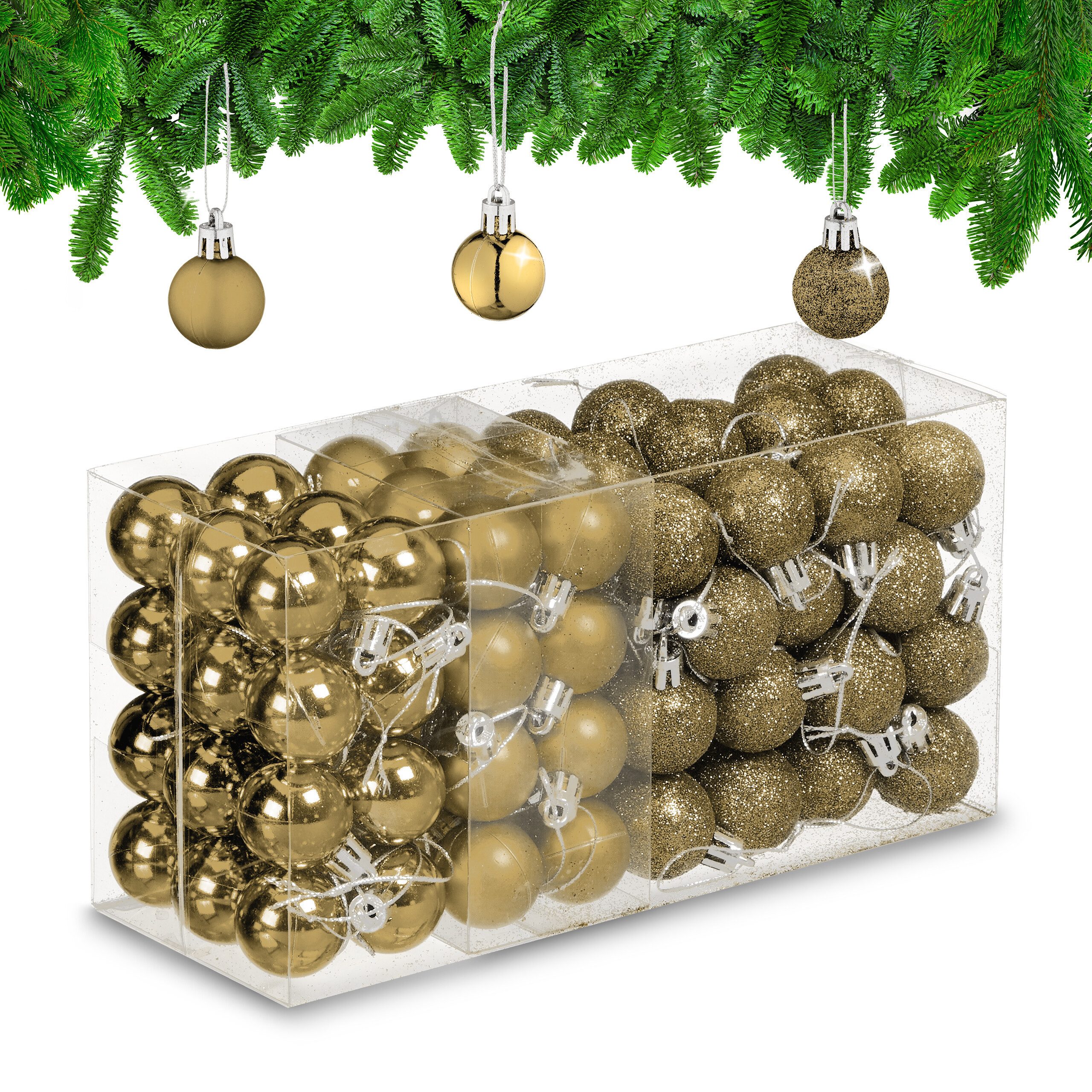 relaxdays Weihnachtsbaumkugel Новогодние шары im 96er Set, gold