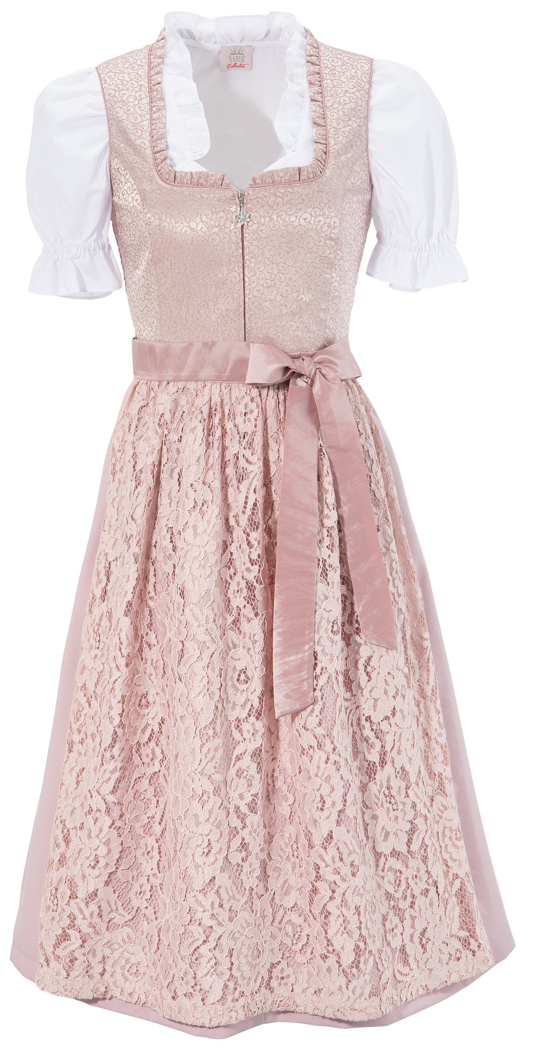 Dirndl Damen 3-teilig In Salbeigrün Mit Spitzenschürze - Trachtenkleid Für Oktoberfest & Feste