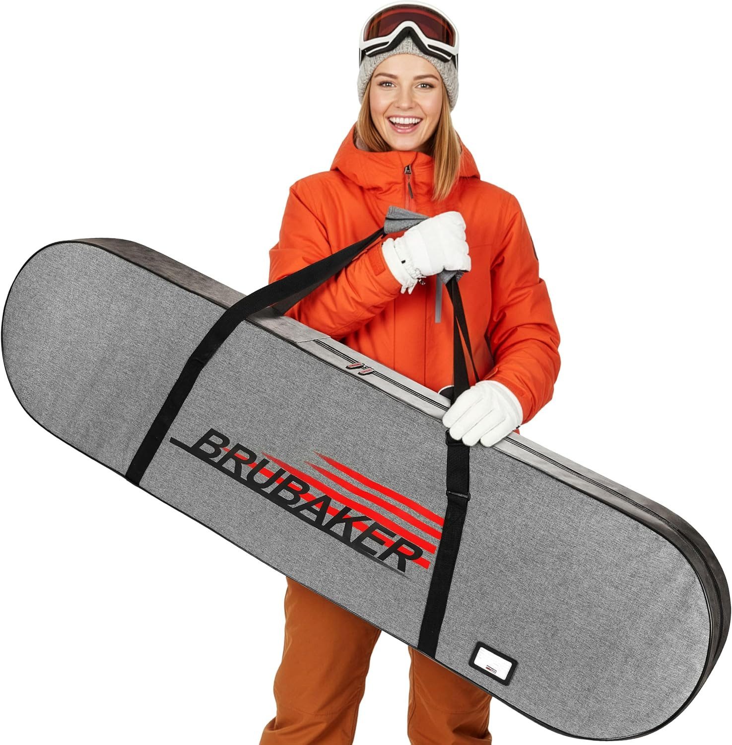 BRUBAKER Skitasche Snowboardtasche Velocity Performance - Boardhülle mit Reißverschluss (1-tlg., 160/170 cm Länge), Snowboard Sack mit verstellbarem Tragegurt und Namensschild