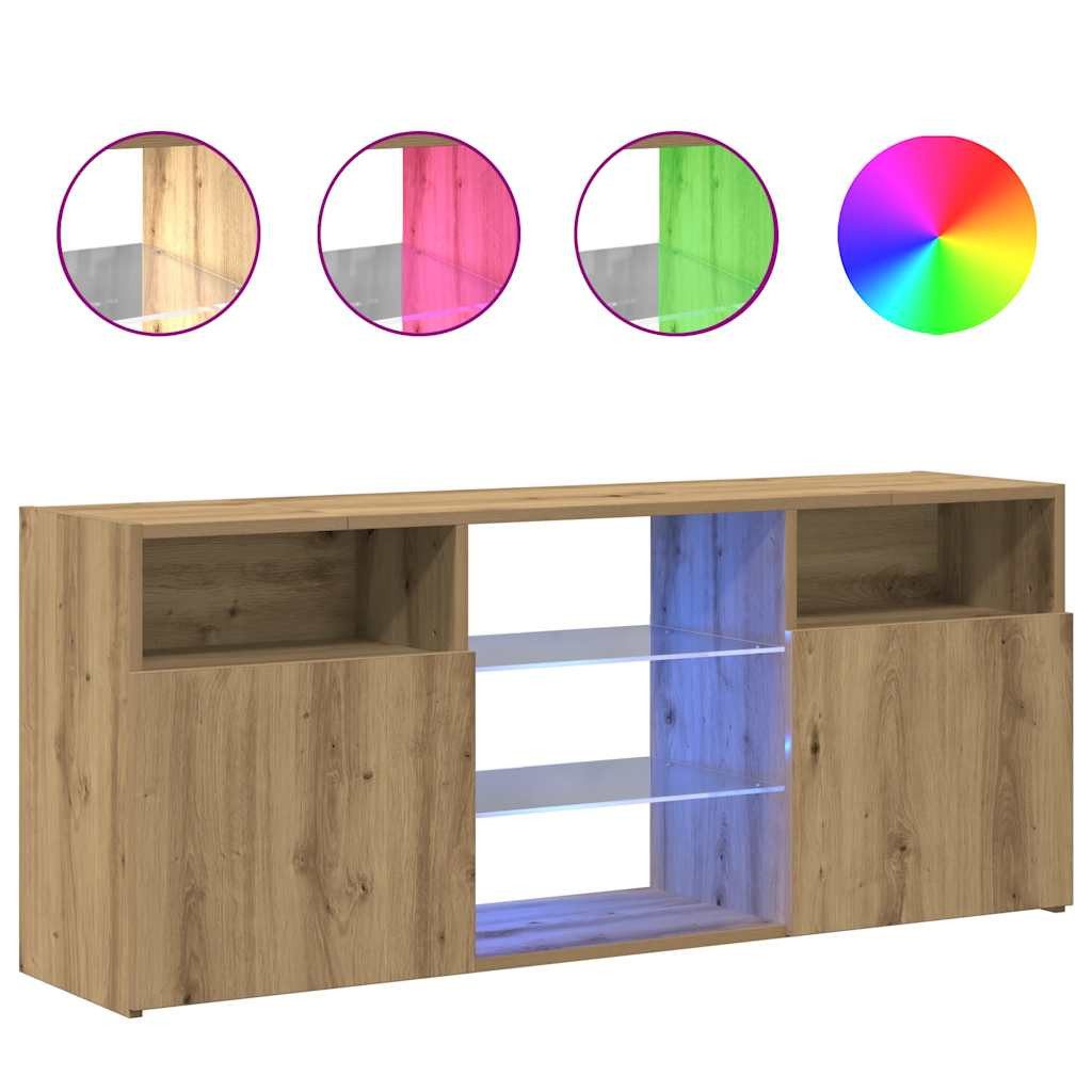 vidaXL TV-Schrank TV-Schrank mit LED-Leuchten Artisan-Eiche 120x30x50 cm (1 günstig online kaufen