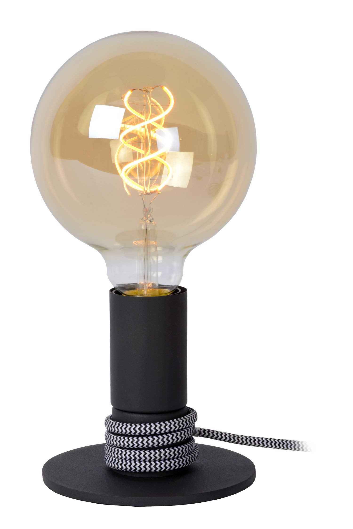Licht-Erlebnisse Tischleuchte LIKA, ohne Leuchtmittel, Metall E27 10.5 cm Schwarz rund Vintage Design Tischleuchte