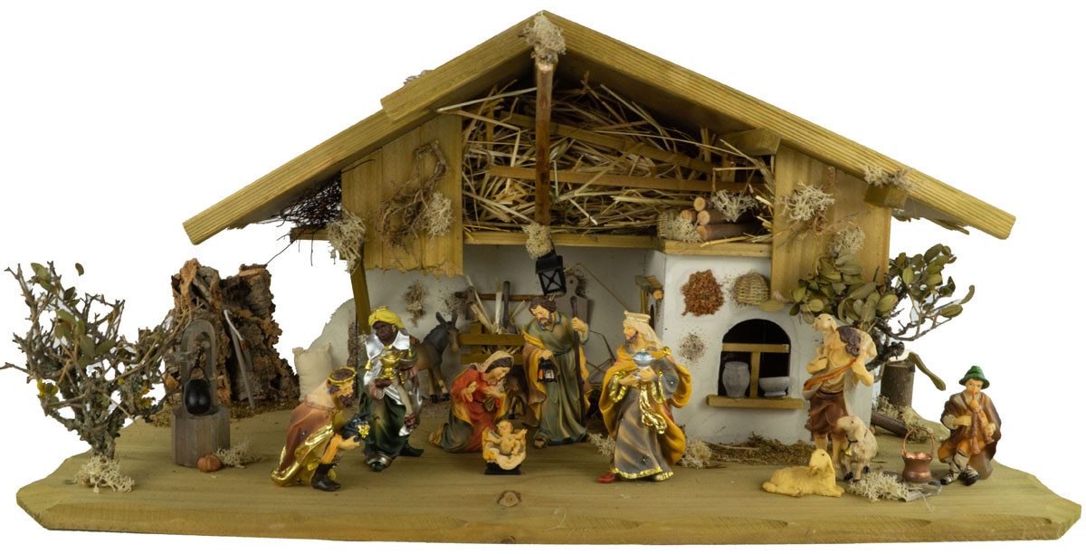 Krippenursel Krippe Weihnachtskrippe Hersbruck inkl. 12-tlg. Фигуркиsatz K 001 (12-tlg), sehr schön handbemalte Krippenfiguren in klassischer Ausführung
