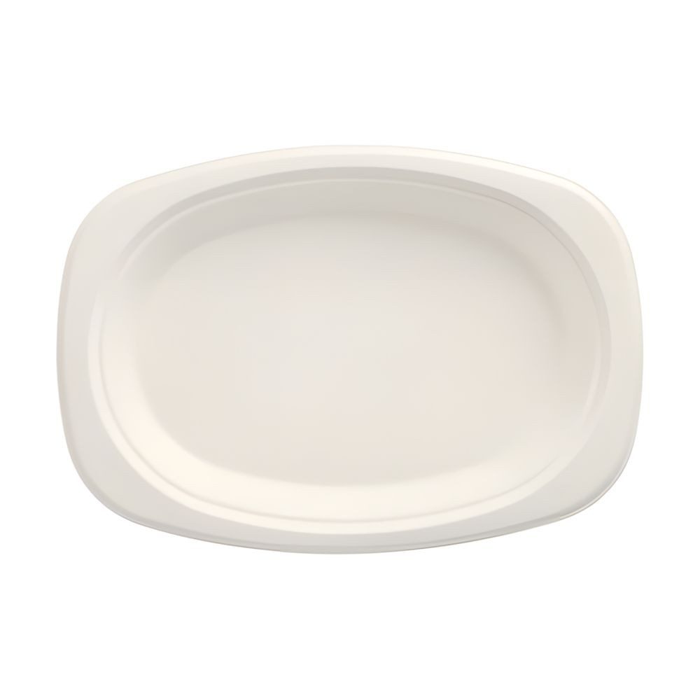 PAPSTAR Einwegteller Teller, Zuckerrohr pure oval 23 cm x 16 cm x 2 cm weiss 500 Stk