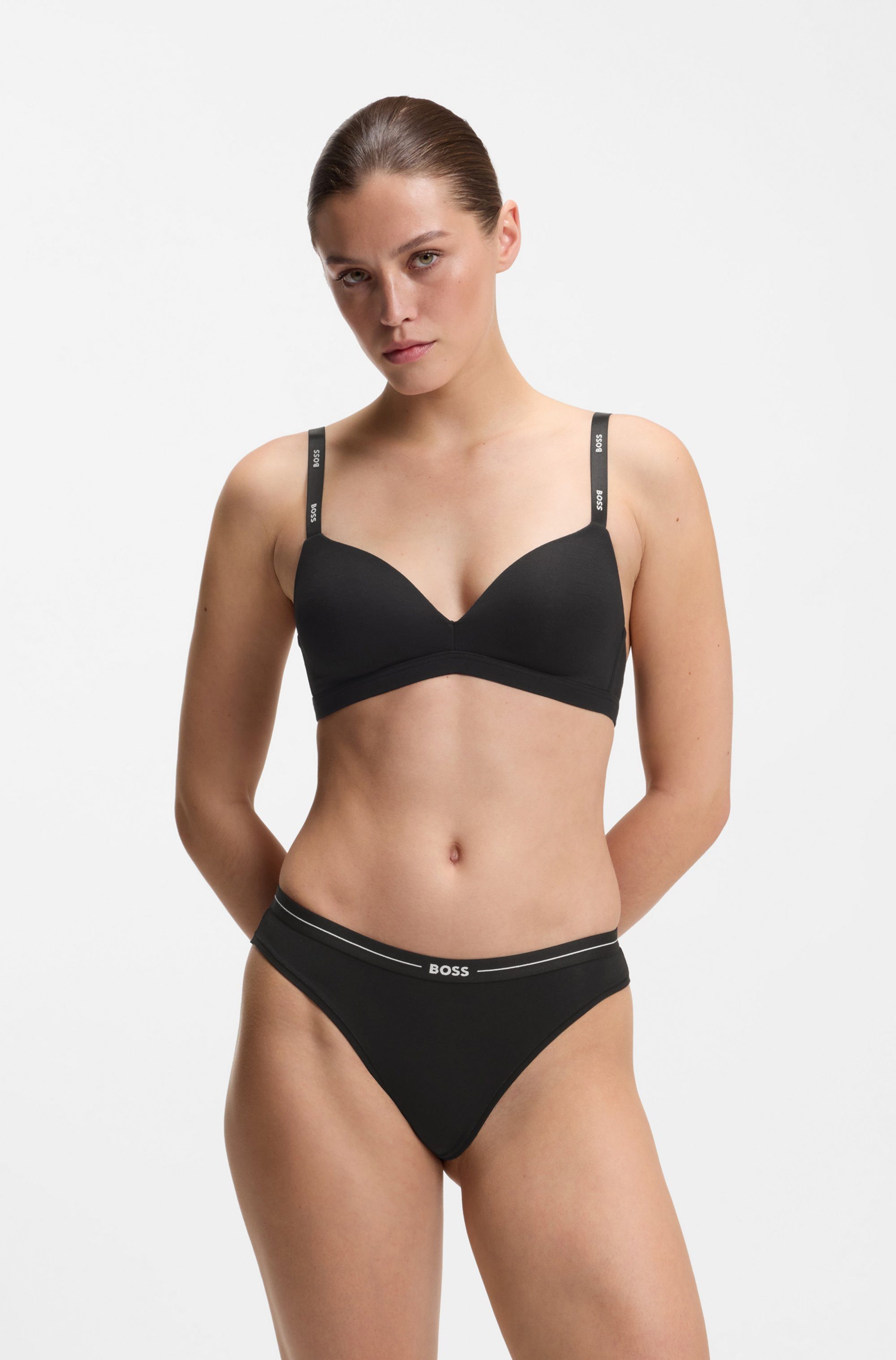 BOSS Triangel-BH TRIANGLE PADDED CI mit BOSS Schriftzug auf den Trägern
