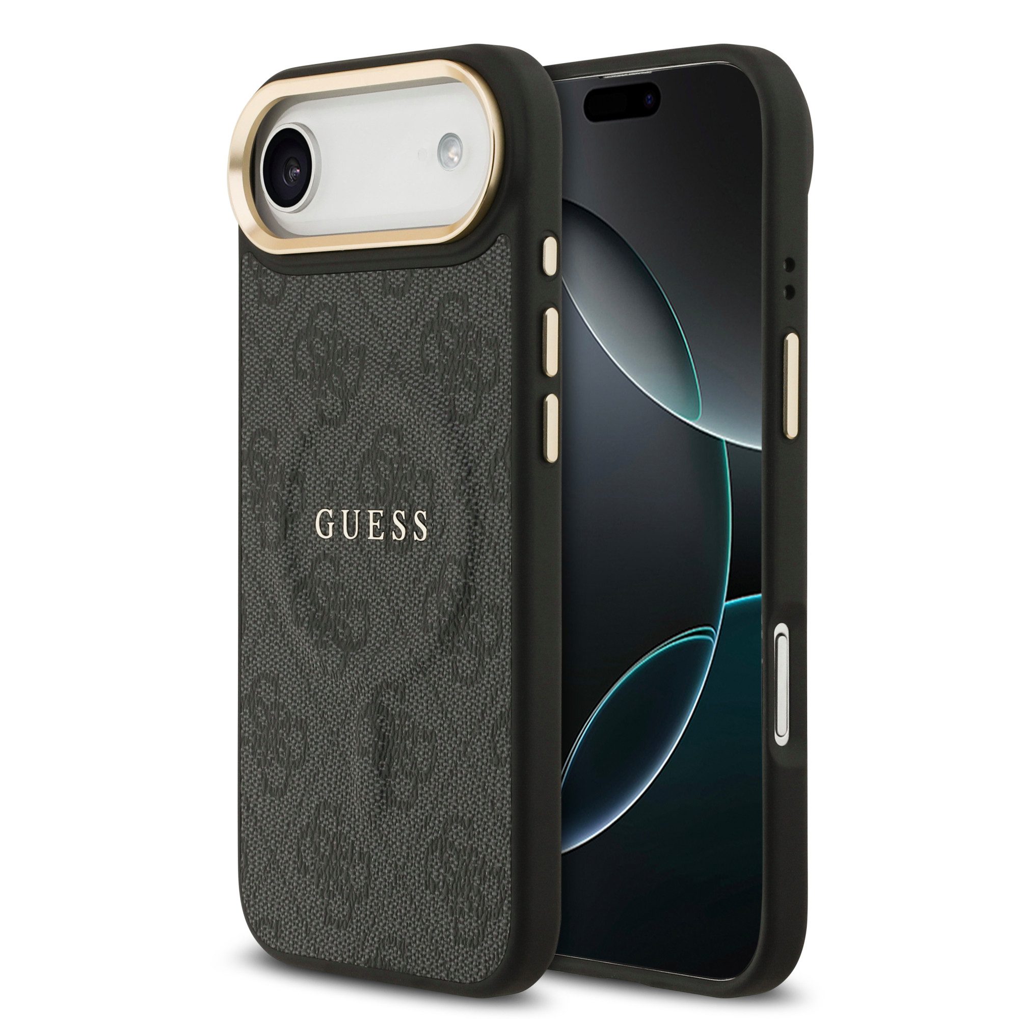 Guess Handyhülle GUESS Case für iPhone Air Goldrahmen Magsafe Handyhülle Cover Schwa
