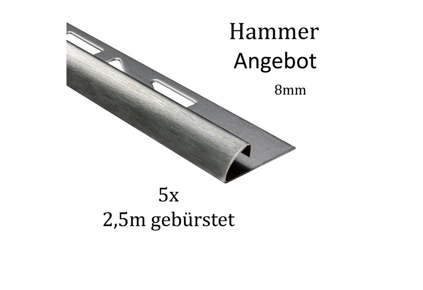 Thumbnail - tktrading24 Abschlussprofil 5x Viertelkreis Fliesenprofil Edelstahl 250cm 8mm Glänzend (Set, 5er)
