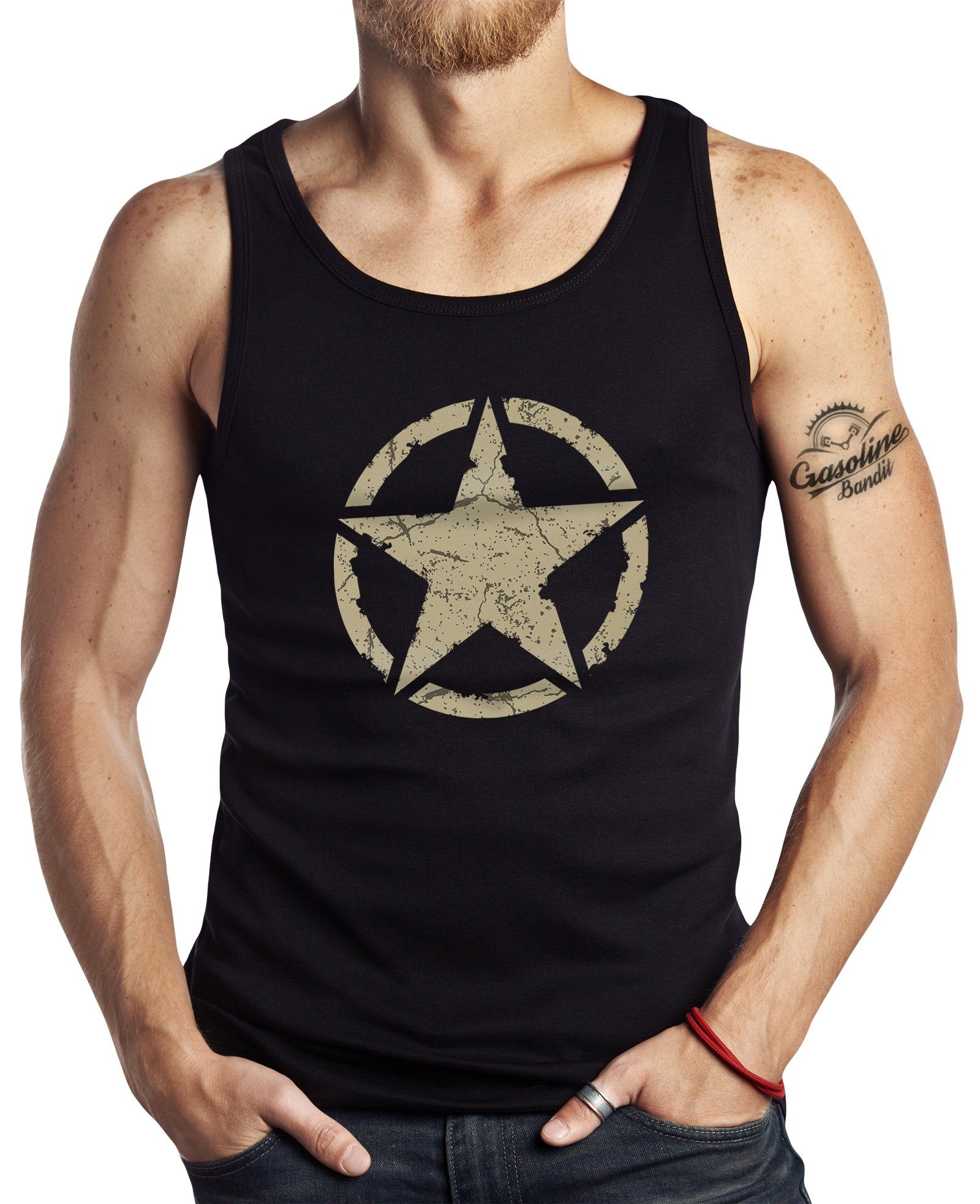 GASOLINE BANDIT® Tanktop Star Muskel-Shirt: US-Army