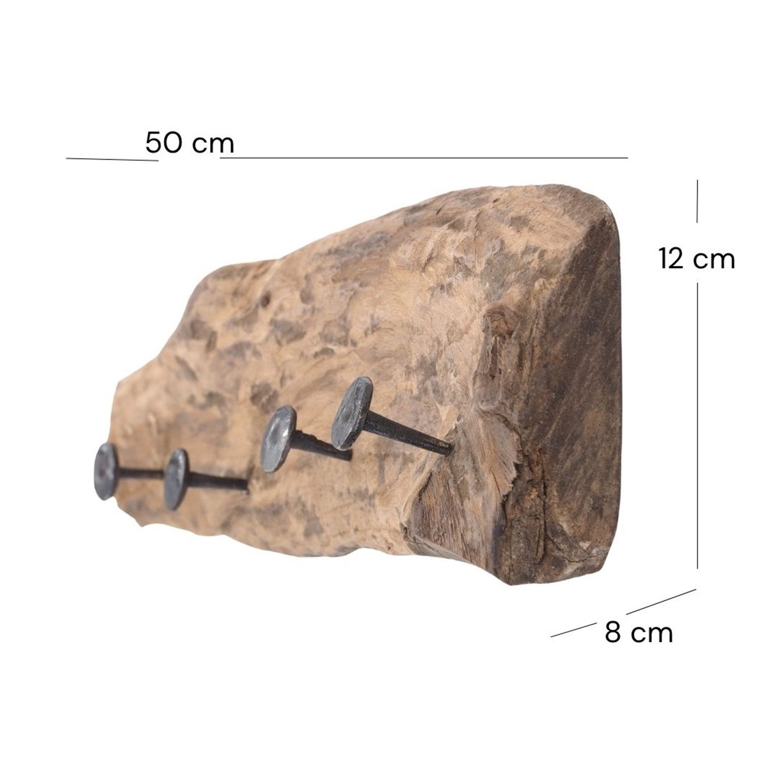 DESIGN DELIGHTS Wandgarderobe WANDGARDEROBE "TREIBHOLZ", 50x12 cm, Holz, vintage Kleiderhaken