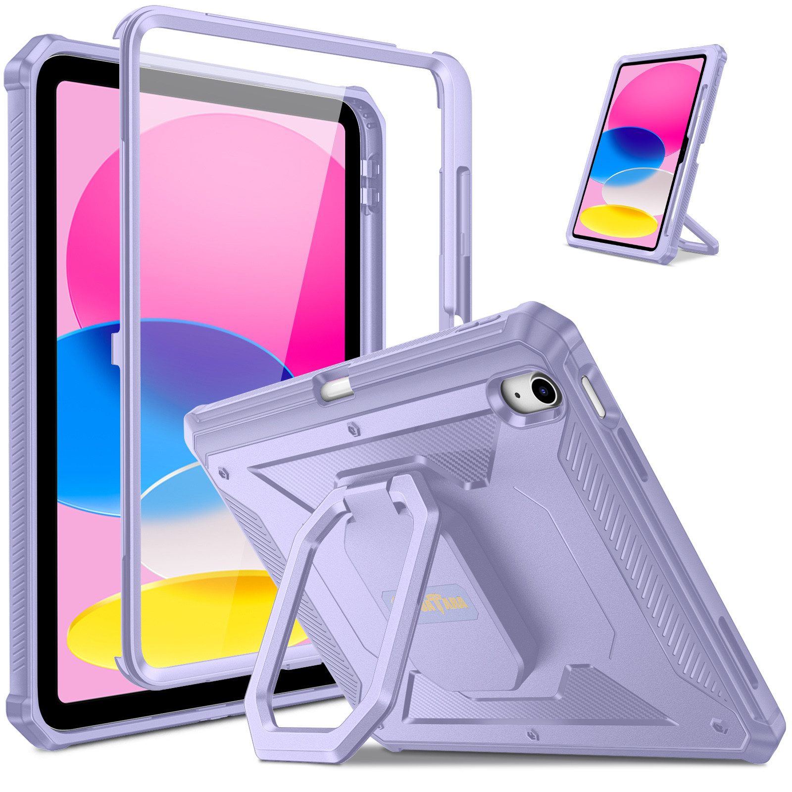Fintie Tablet-Hülle für iPad 11./10. Generation 11/10,9 Zoll 2025/2022[Tuatara Magic Ring], 360 Grad drehbarer Griff Ständer Stoßfest Cover mit Displayschutzfolie