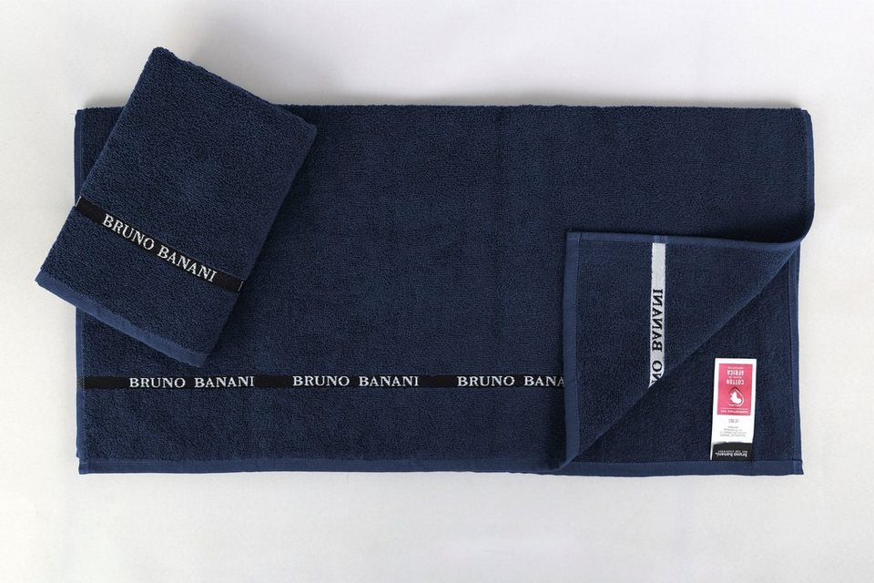 Bruno Banani Handtuch Set Danny, Walkfrottier, (Set, 6-tlg), mit  Logostreifen, einfarbiges Handtuch-Set aus 100% Baumwolle