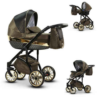 babies-on-wheels Kombi-Kinderwagen Luxus Kinderwagen 3 in 1 Vip Lux inkl. Autositz - 12 Teile - von Geburt bis 4 Jahre in 16 Farben