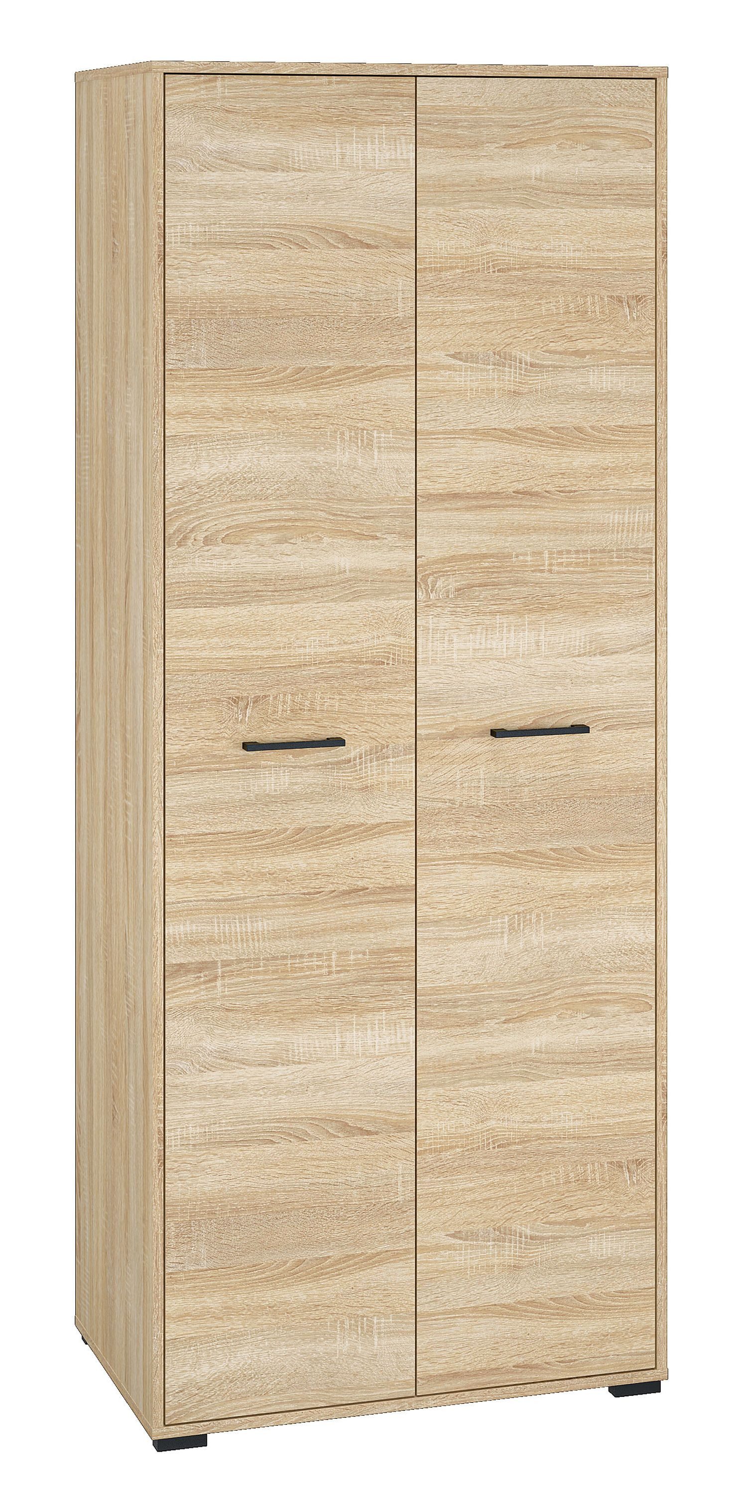 Feldmann-Wohnen Garderobenschrank Caro (2 Klapptüren, 1 Kleiderstange, 3 Einlegeböden, 1-St., 1-teilig) 80cm sonoma Eiche hell