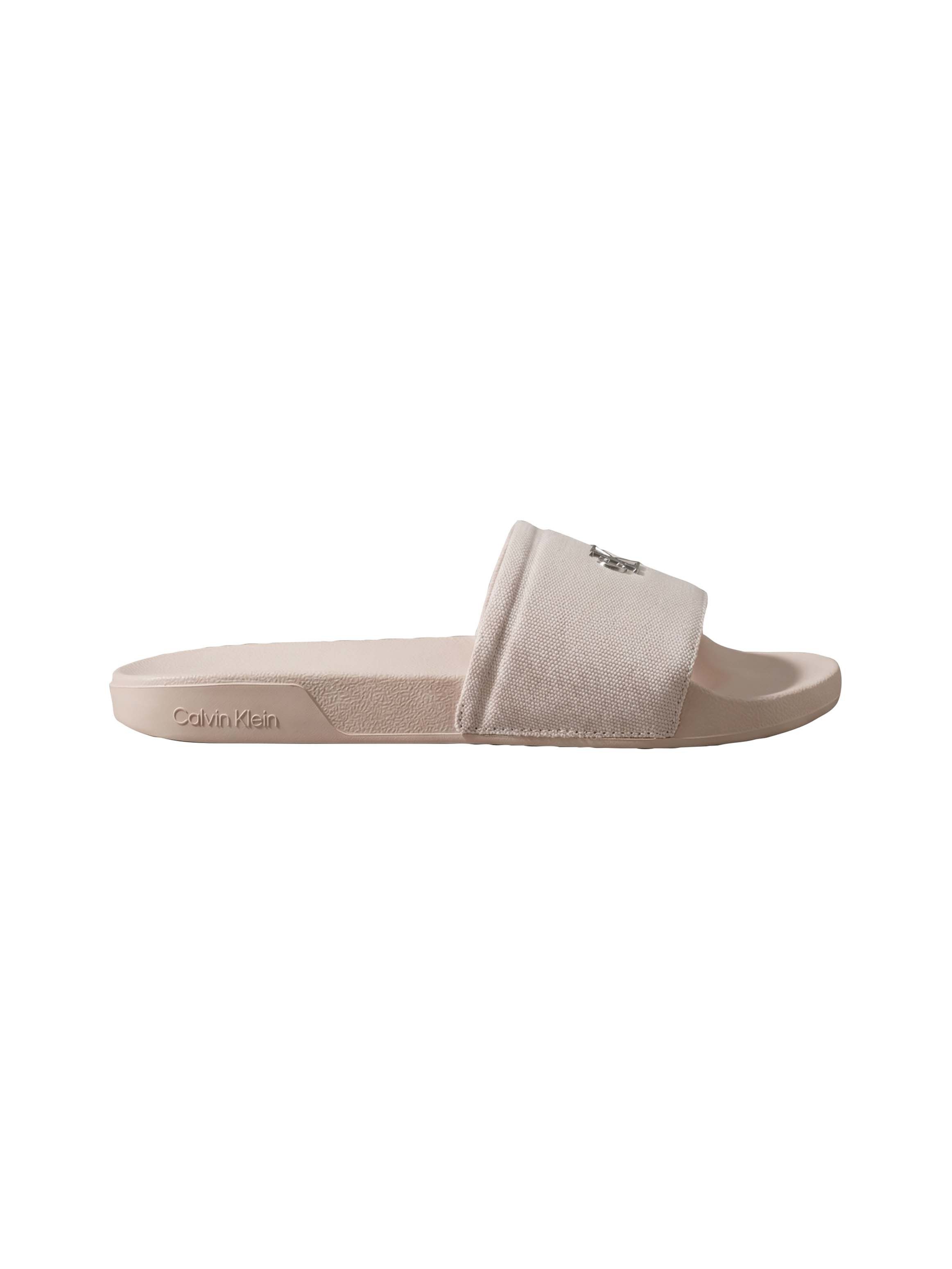 Calvin Klein ESS SLIDE CANVAS HDW Pantolette Strandschuh, Badeschuh, Flat mit Logo