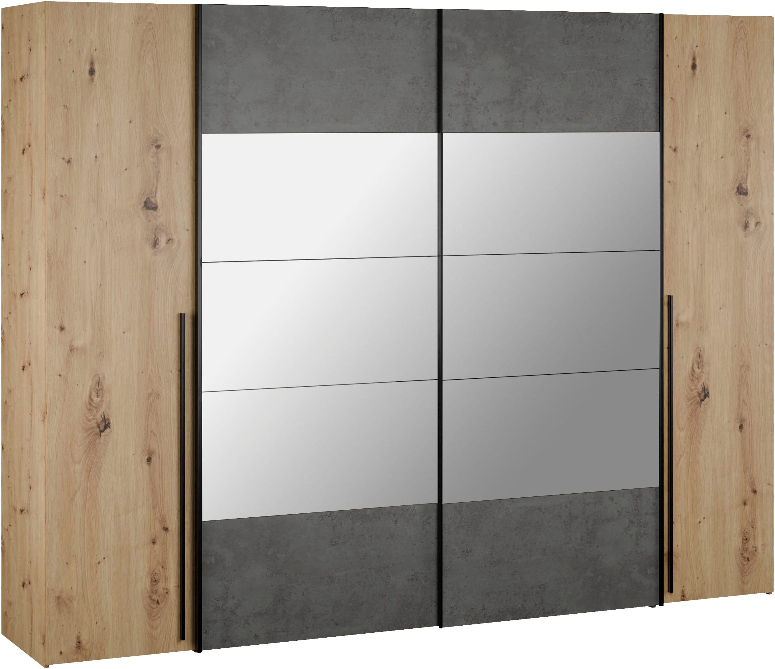 Kleiderschrank Narago, Kombischrank mit Spiegel