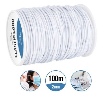 Homewit Gummiband 2mm Gummiband 100m Elastische Schnur Weiß, für Armbändern, Halsketten, Schmuck Herstellung und DIY