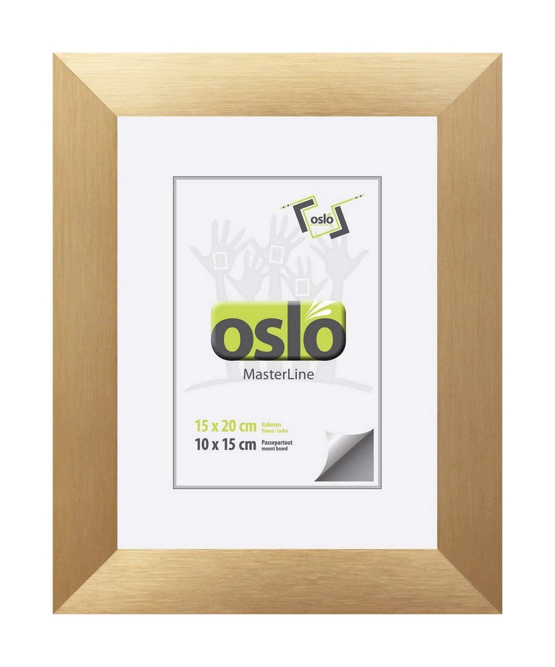Oslo MasterLine Galerierahmen Рамки Aluminium gebürstet Floatglas Aufsteller Hoch- Querformat, Alurahmen mit stabilem Aufsteller