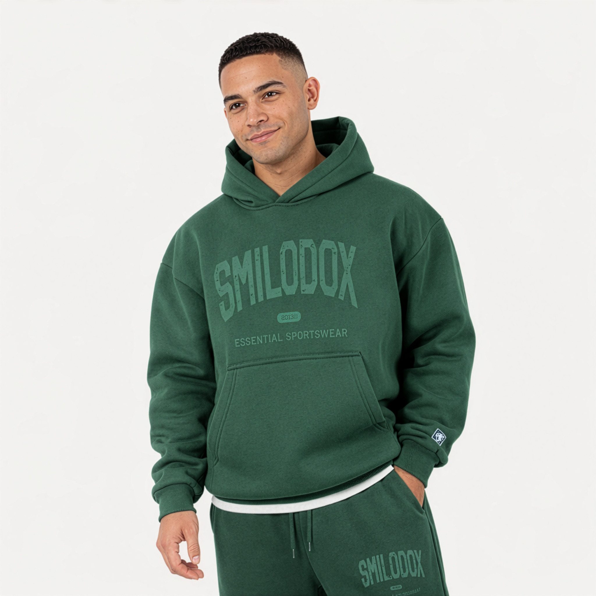 Smilodox Hoodie Oswin, Oversized Pullover Herren, Sweater mit Frontprint und Kapuze Baggy Fit, Weiches Sweatmaterial, ideal für Gym & Freizeit