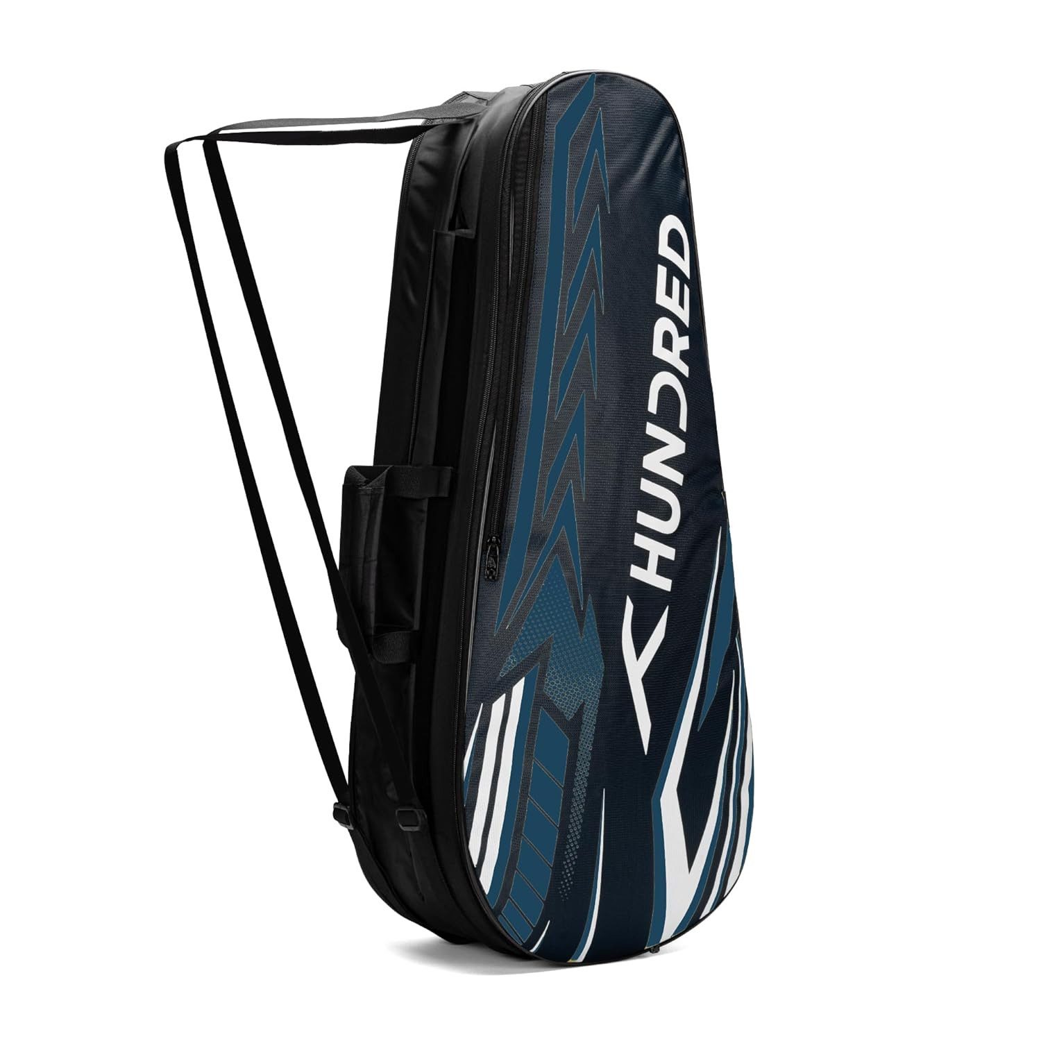 hundred Sporttasche Urban Pod Sporttasche Badminton Groß Schwarz Blau Polyester (Badminton-Taschenset, 3 Fächer, Außentasche, Schuhfach), Schuhfach, Doppelreißverschluss, ergonomischer Sling