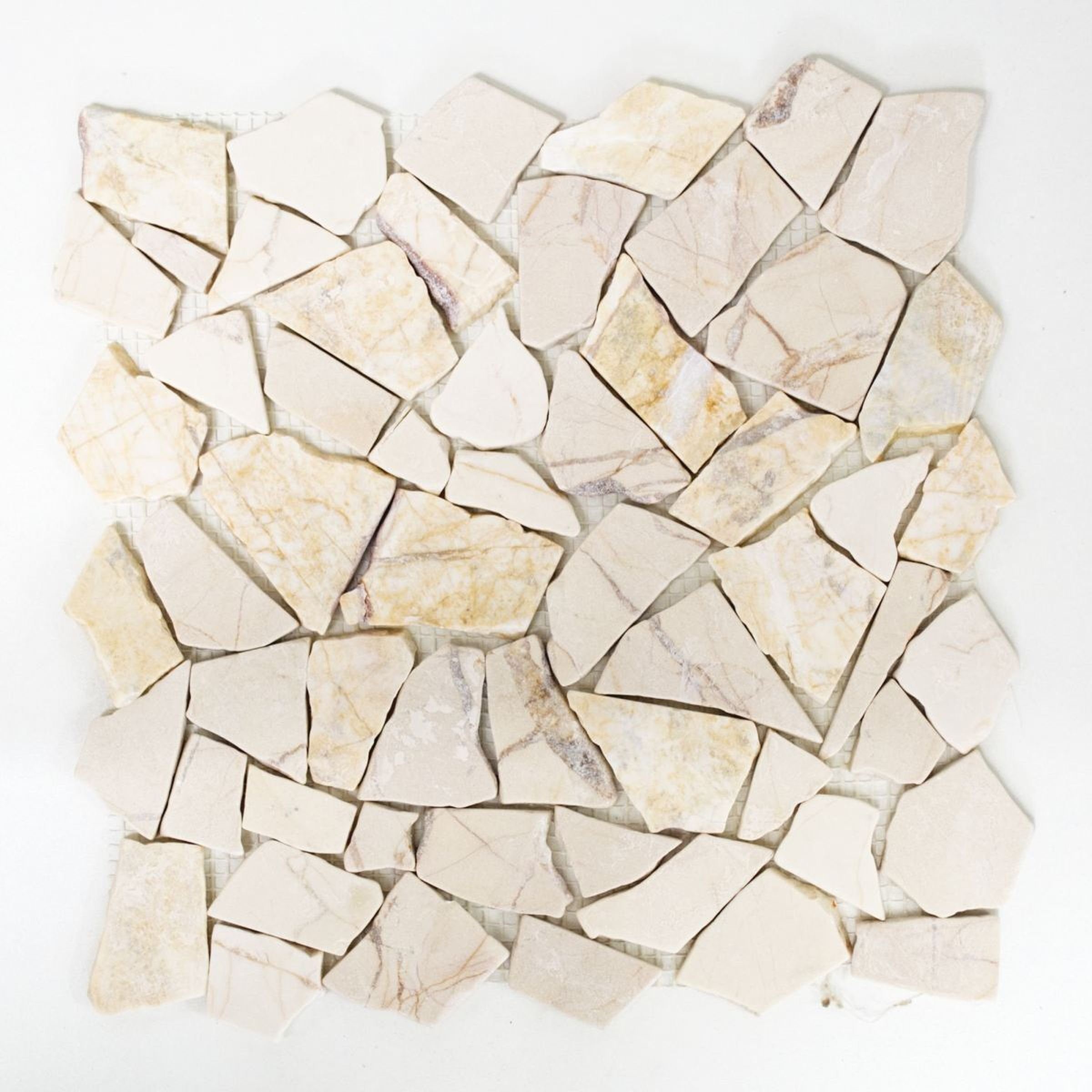 Mosani cream Struktur golden Mosaik Bruch poliert Polygonal Marmor Mosaikfliesen