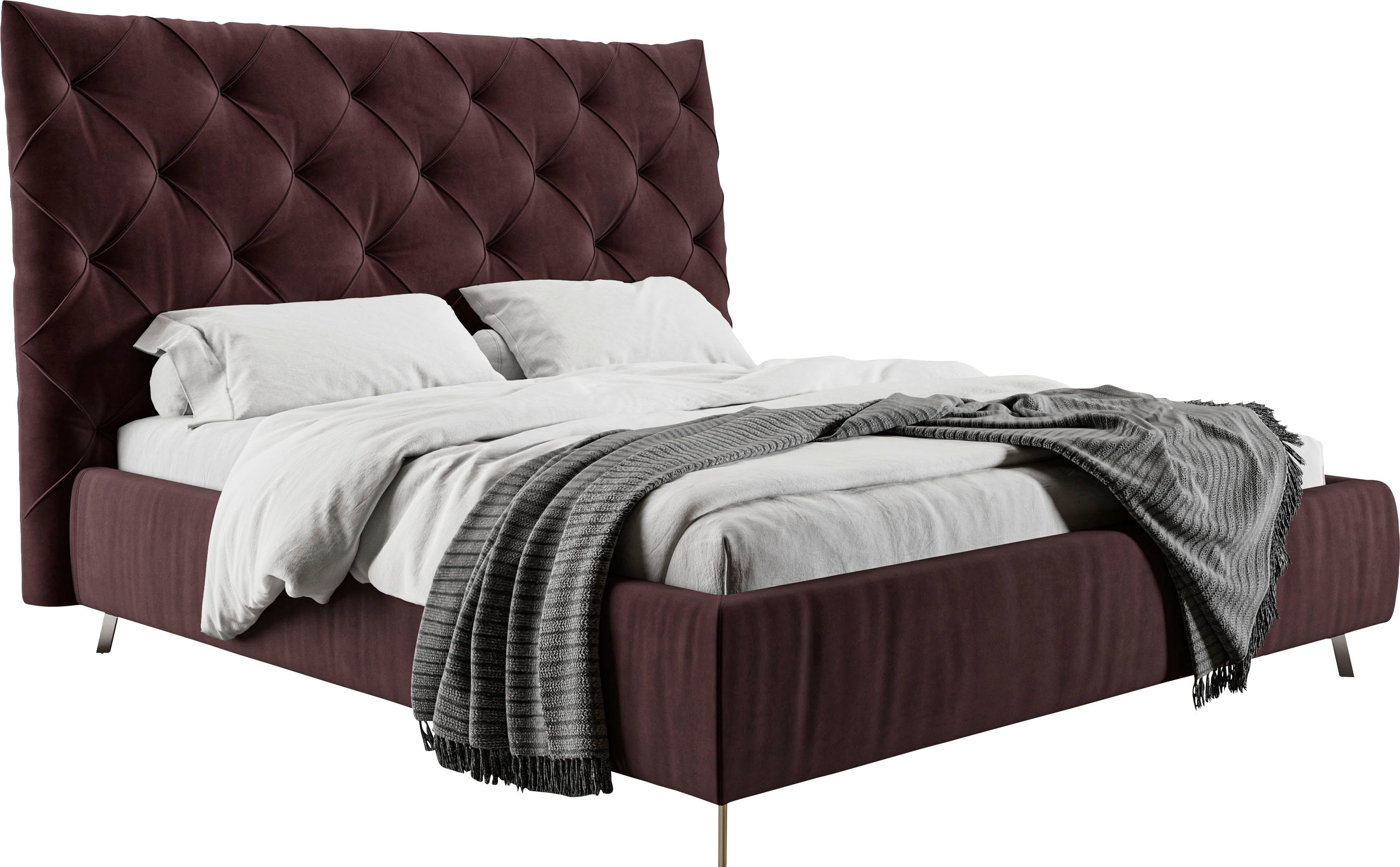 Home affaire Polsterbett Elloree, in 4 Breiten, hinten mit Originalstoff bezogen, auch in Leder, Kopfteilhöhe 143cm, belastbar bis 280 kg, auch in Überlänge 220cm
