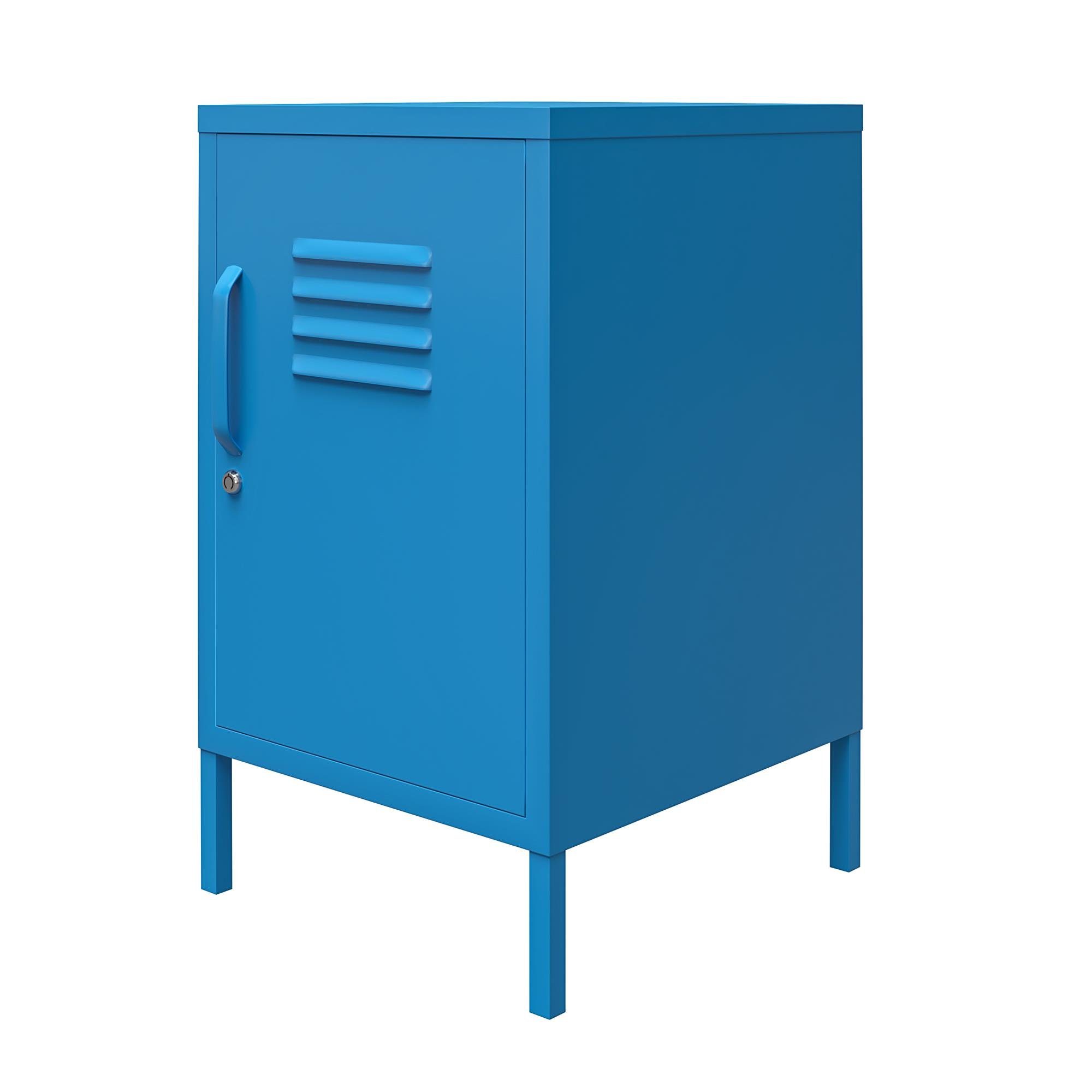 loft24 Nachtschrank Metall Cache aus im Retro-Design Spint-Look, abschließbar, blau