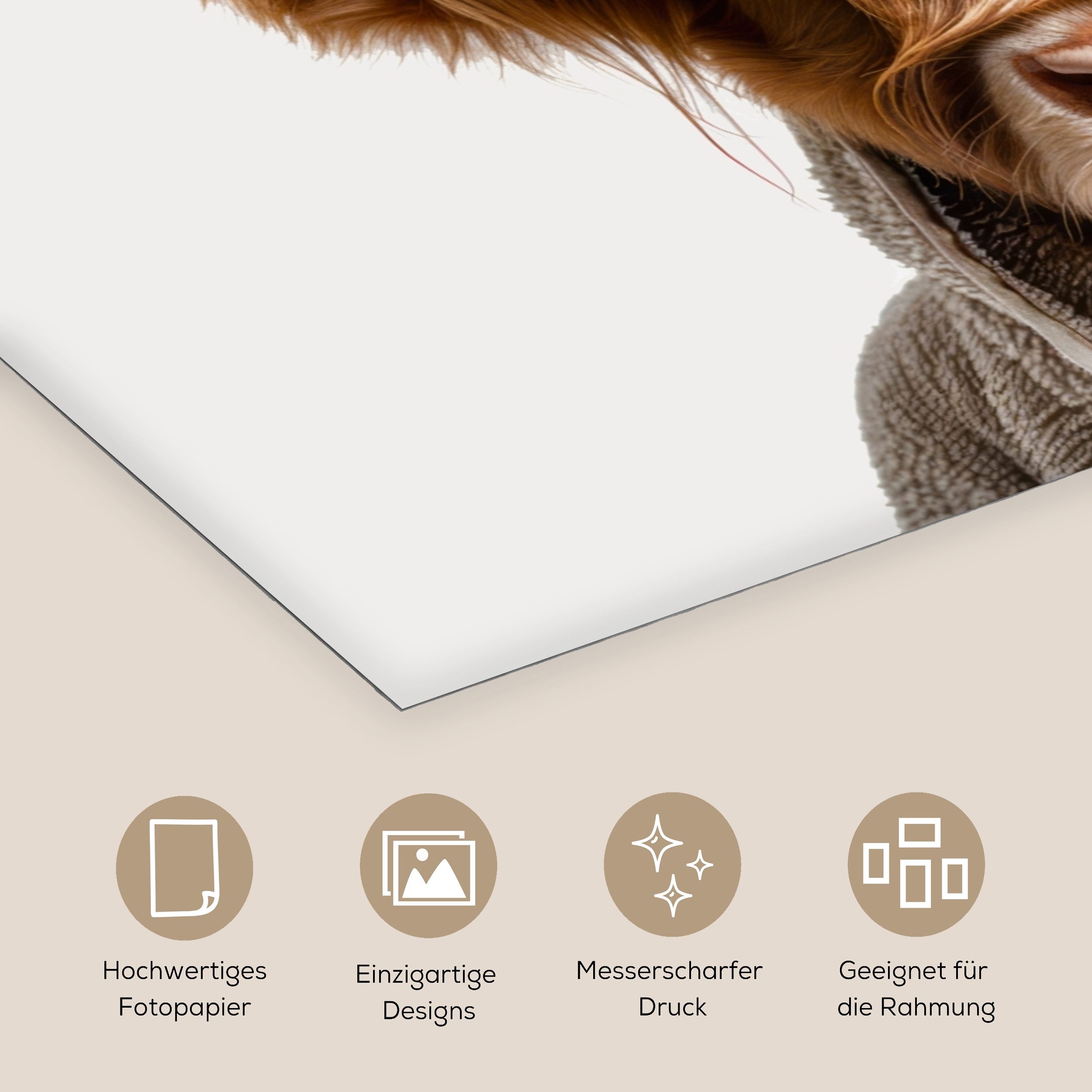 MuchoWow Poster Schottischer Highlander - Bademantel - Kuh - Tiere, (1 St), Poster ohne Rahmen, Wandbild, Wandposter, 60x40 cm