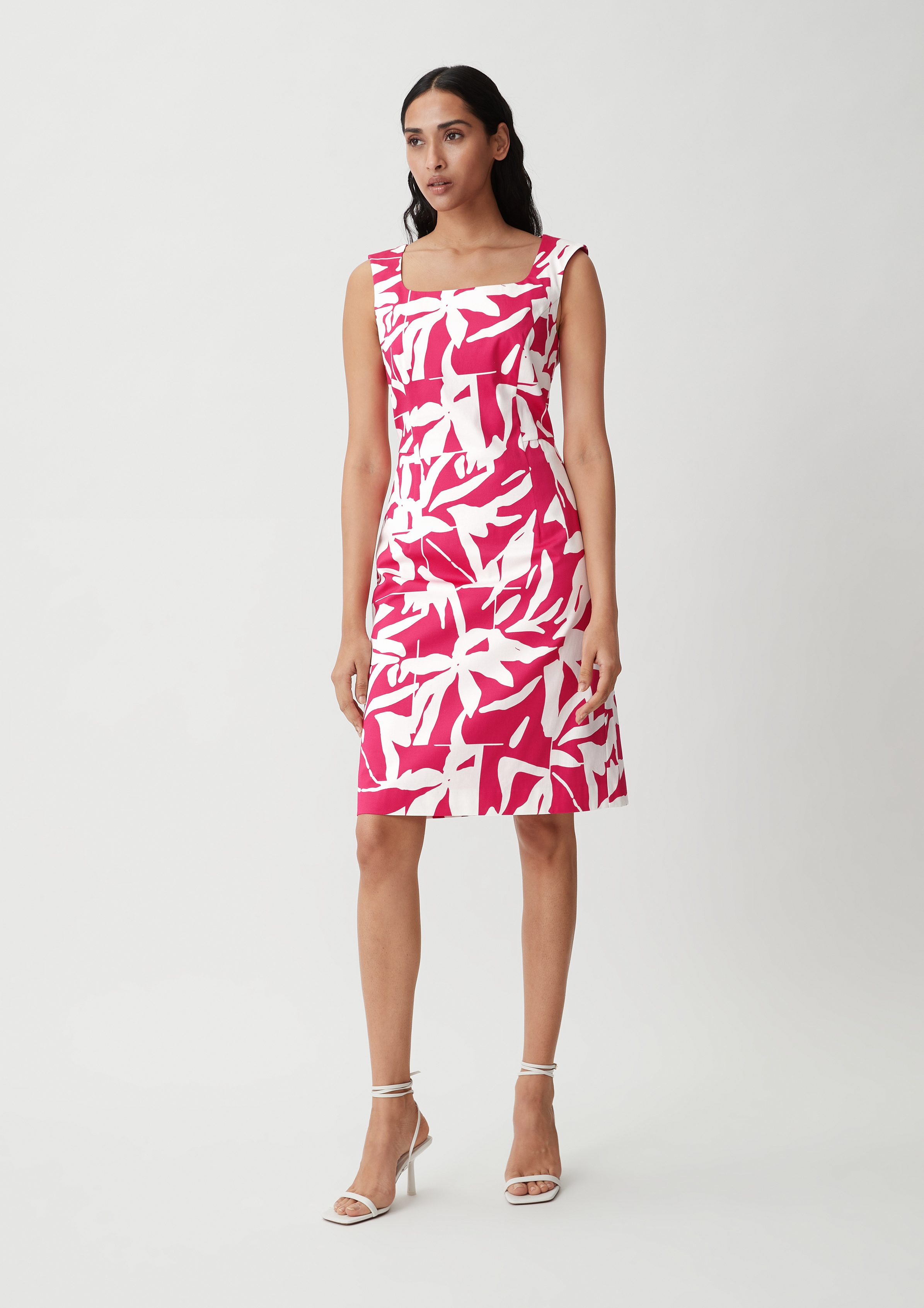 Comma Minikleid Kurzes Baumwollstretch aus Kleid pink Teilungsnähte