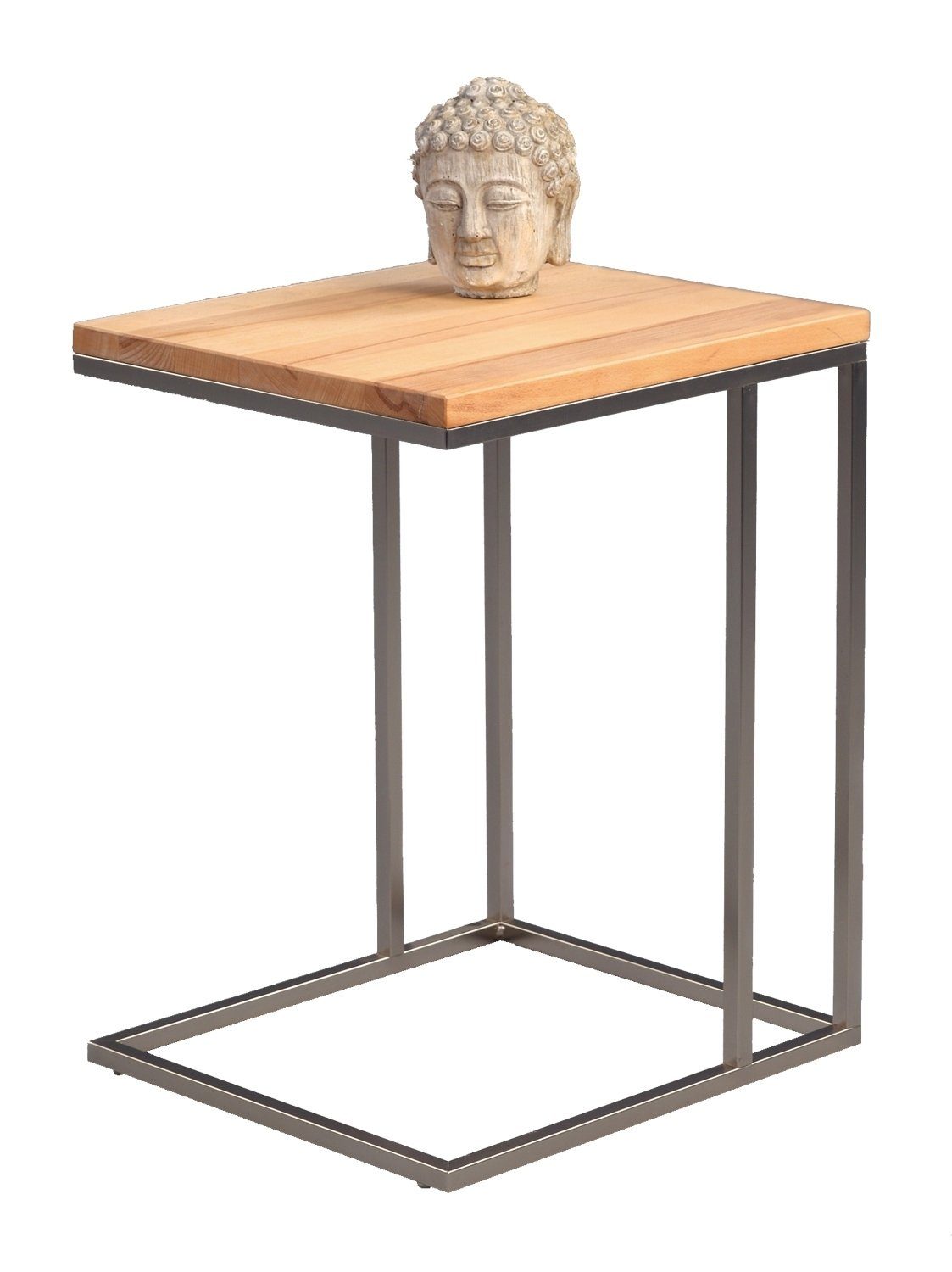 M2 Kollektion Beistelltisch FINN, 38 x 43 cm, Wildeiche massiv geölt, Metall