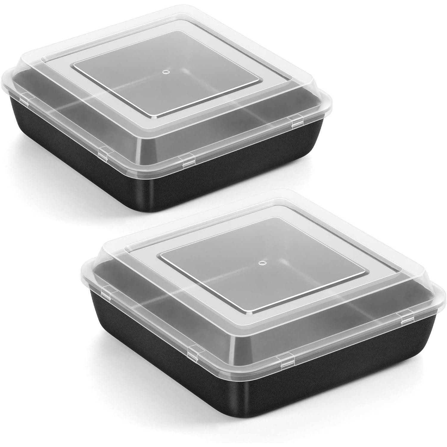 LuxusKollektion Auflaufform Quadratische Kuchenform 2er Set Edelstahl Antihaft mit Deckel