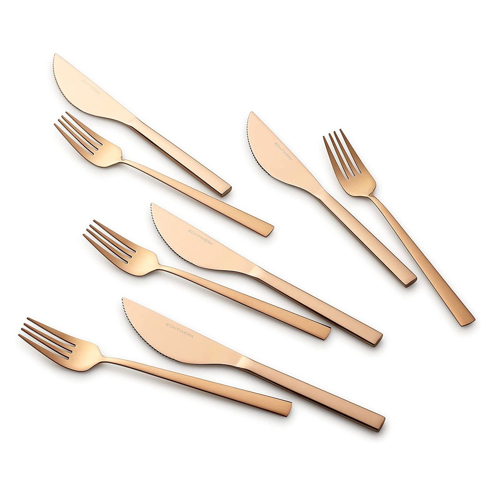 ECHTWERK Besteck-Set Pizzabesteck (8-tlg), Edelstahl, Pizzaset, Steakbesteck, Essbesteck aus Edelstahl