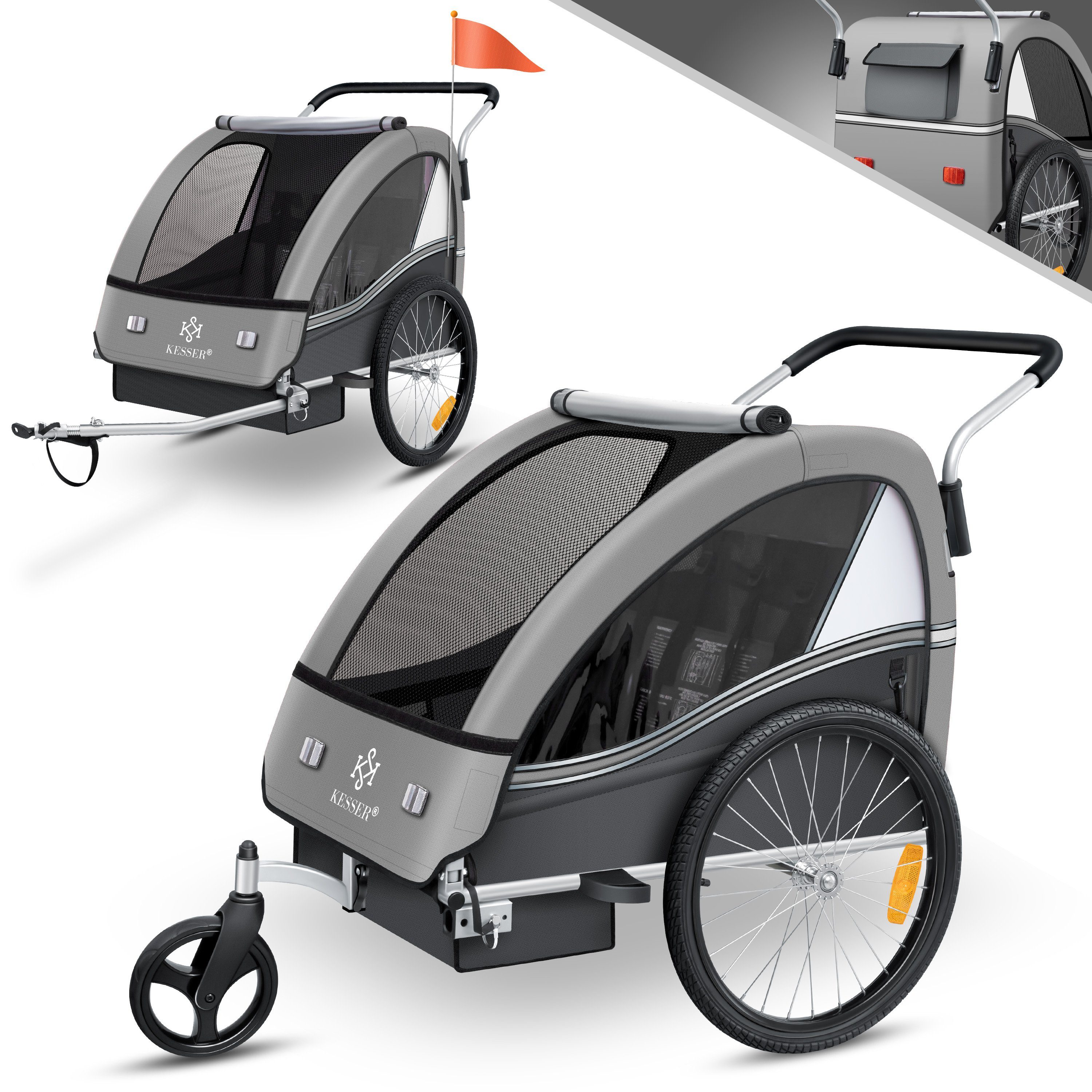 KESSER Fahrradkinderanhänger, Kinderanhänger Fahrradanhänger Sport-RX in Joggerfunktion