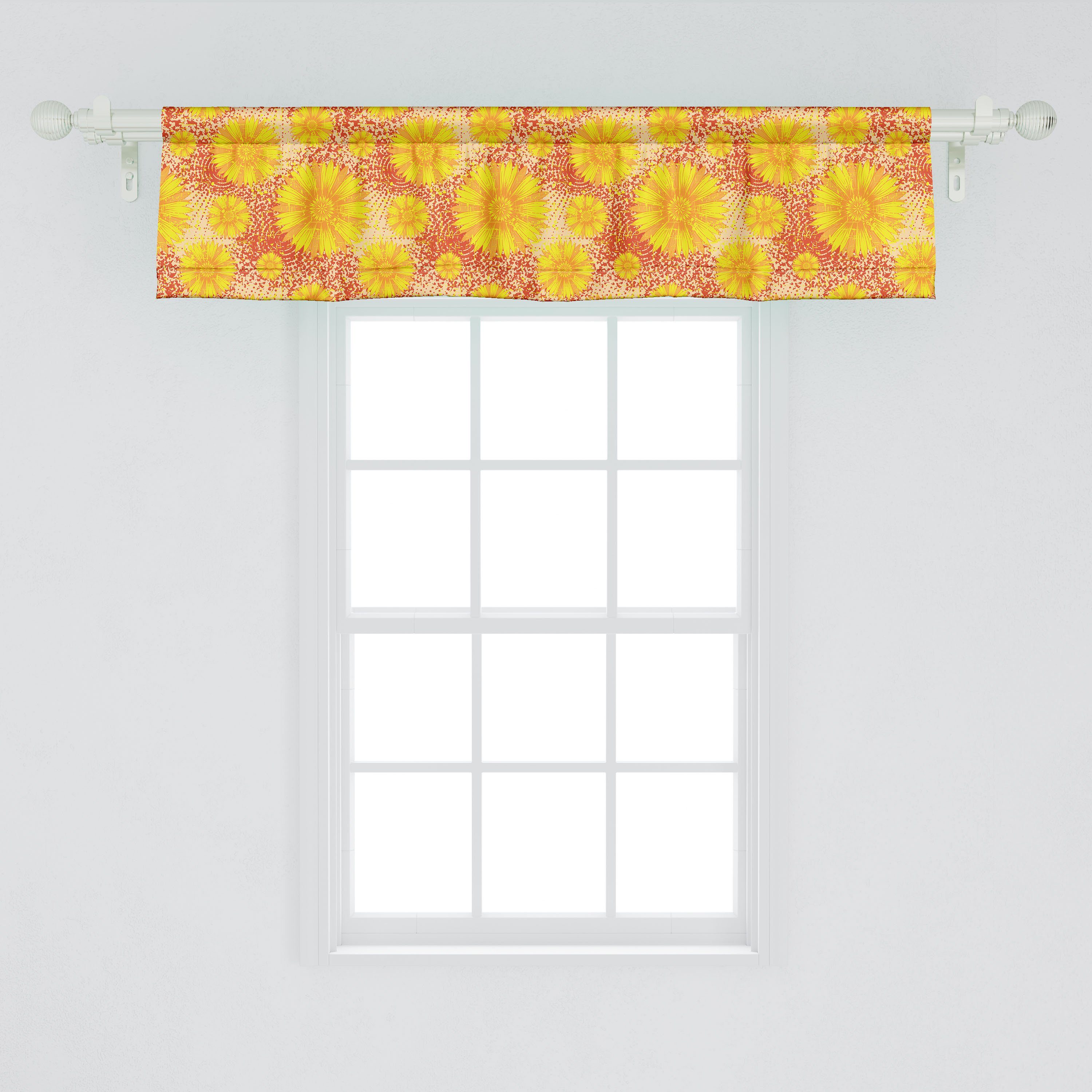 Scheibengardine Vorhang Volant für Retro Top mit Blumen Küche Microfaser, Dekor Stangentasche, View Schlafzimmer Blumen Abakuhaus, Stil