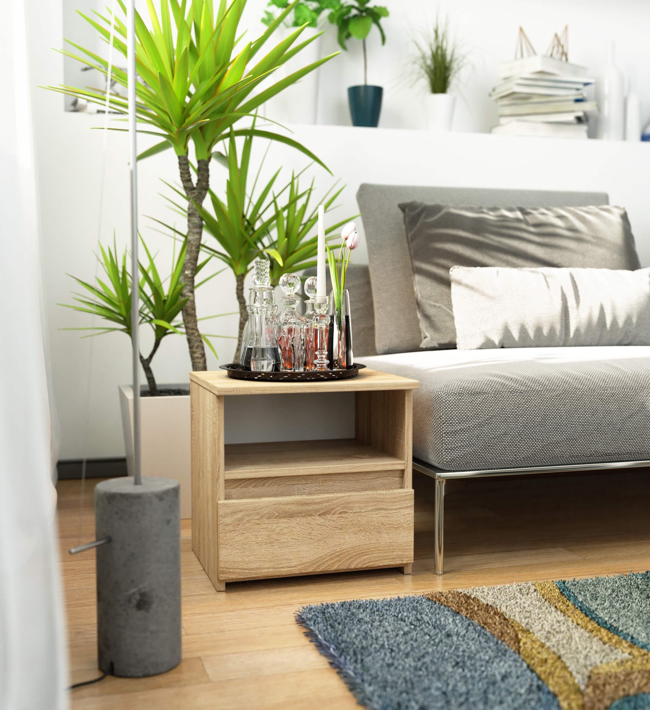 Home Collective Kommode 40 cm breit Holz Highboard Sideboard für Flur Schlafzimmer Wohnzimmer (Mehrzweckschrank Schrank schmal Kommode Schlafzimmer mit Schubladen), Kinderzimmer Organizer, 40 cm hoch mit 1 Schublade sonoma