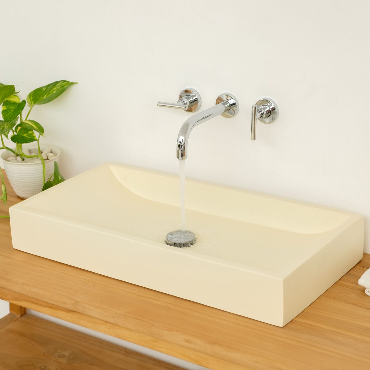 Thumbnail - wohnfreuden Aufsatzwaschbecken Terrazzo Waschbecken 70 cm in sehr hellem Gelbton (Kein Set), 3_102237