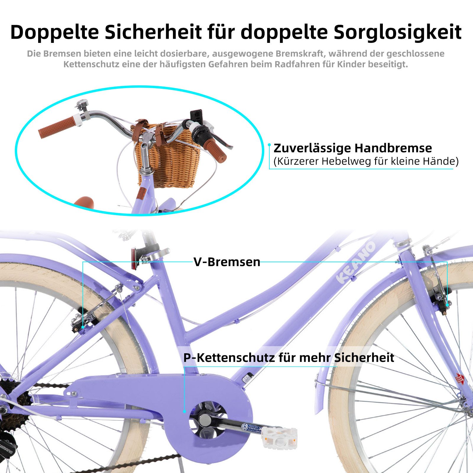 JOYSTAR Kinderfahrrad KEANO Poppy Kinderfahrrad für Mädchen 20 & 24 Zoll mit Korb